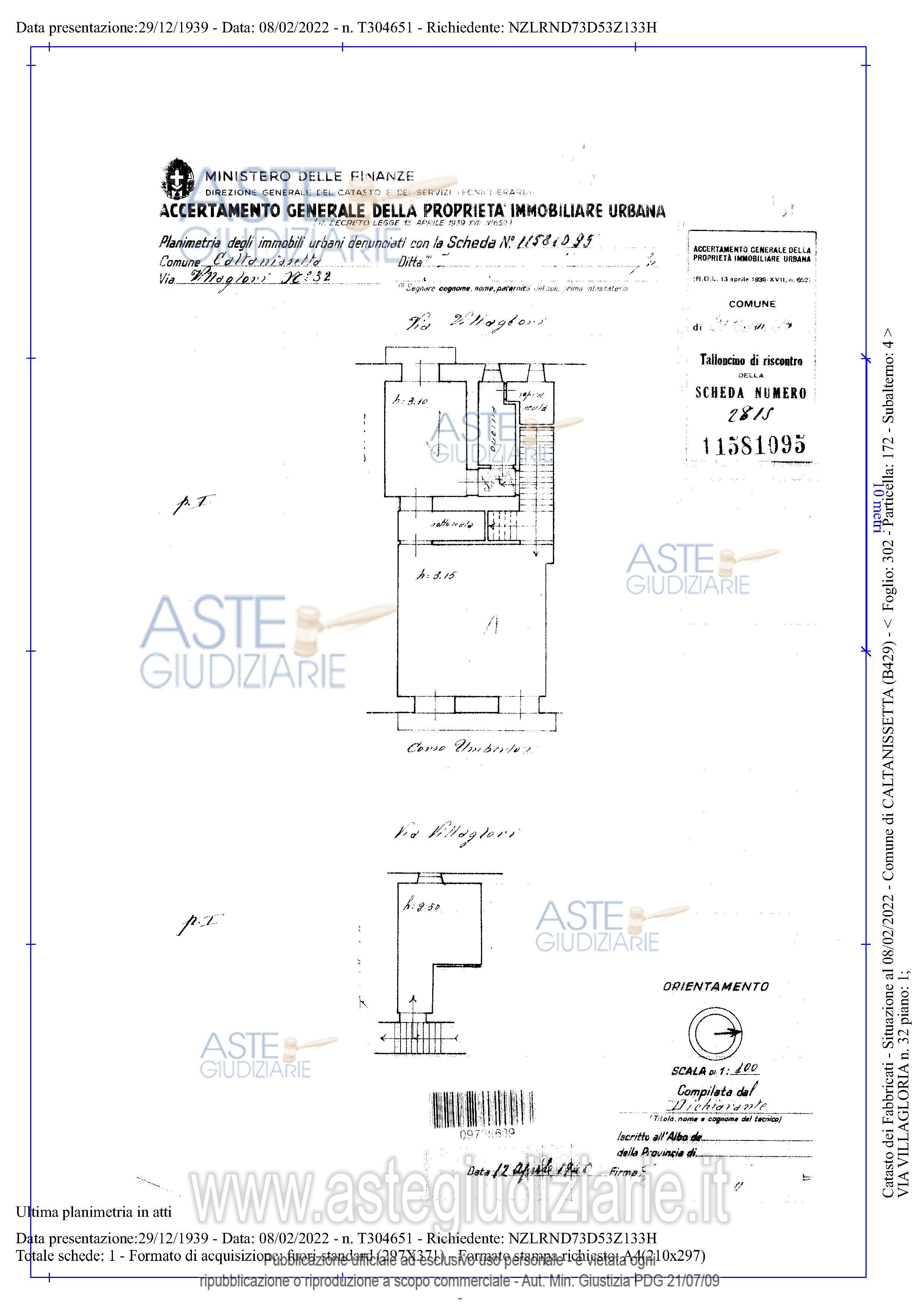 Planimetria del bene