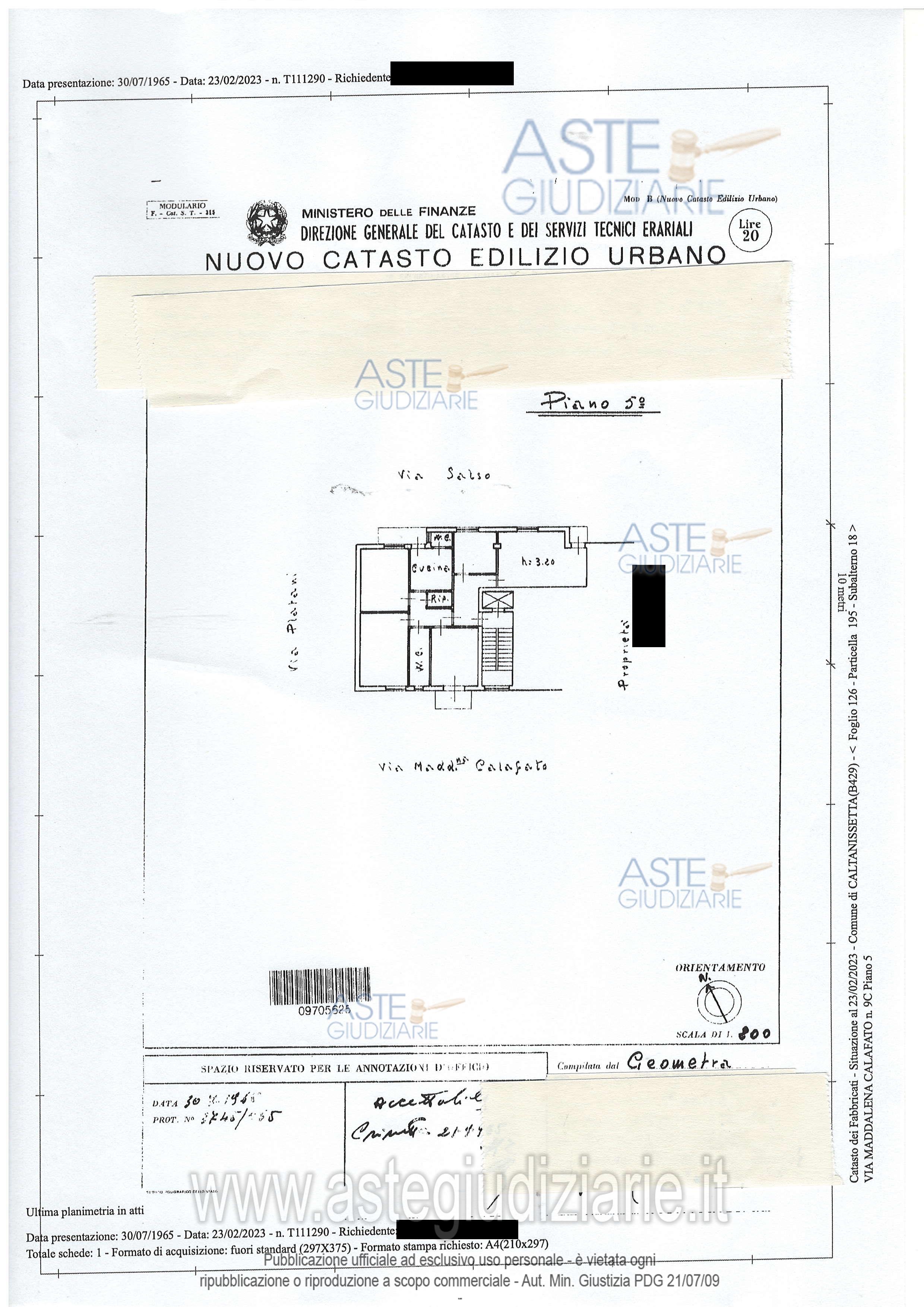 Planimetria del bene