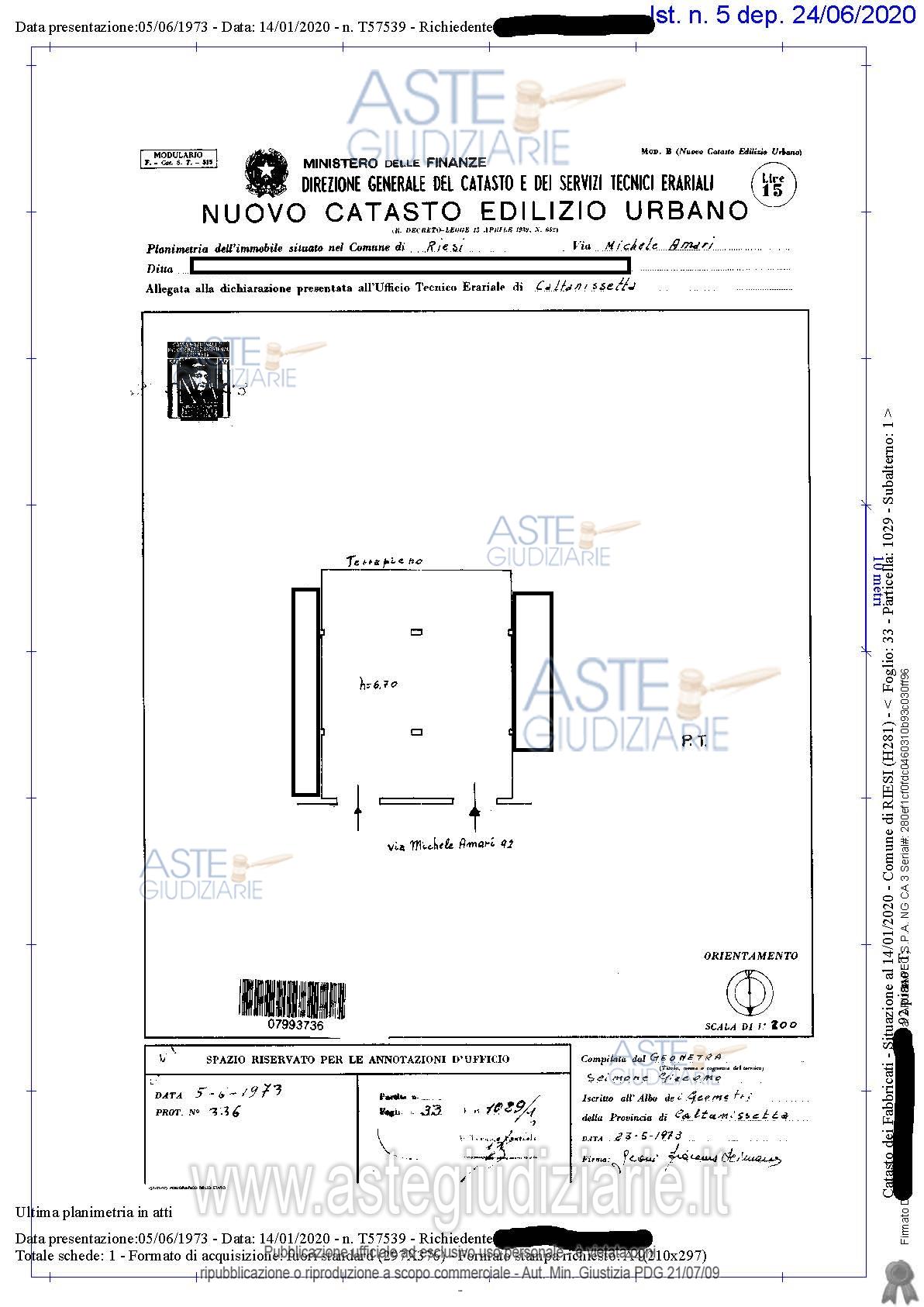 Planimetria del bene