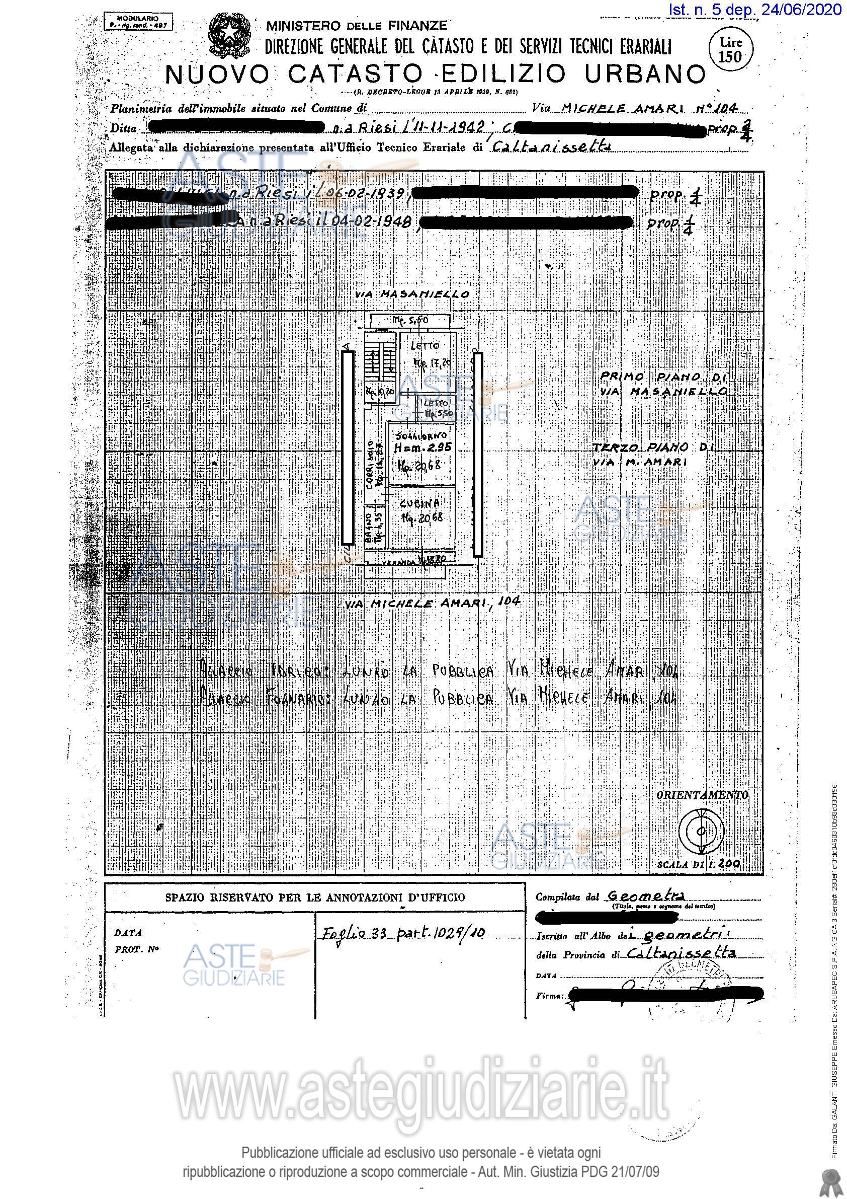 Planimetria del bene