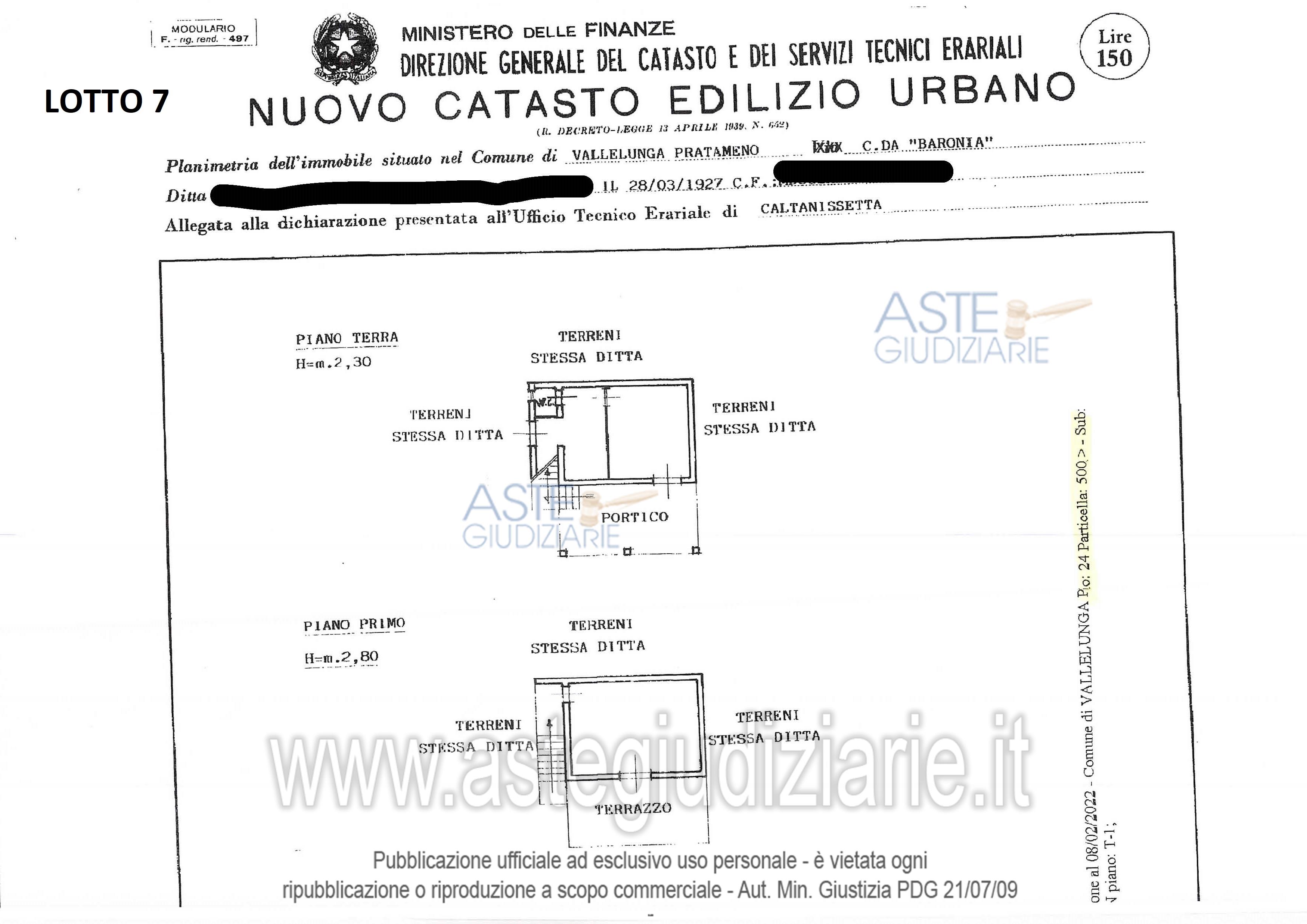 Planimetria del bene