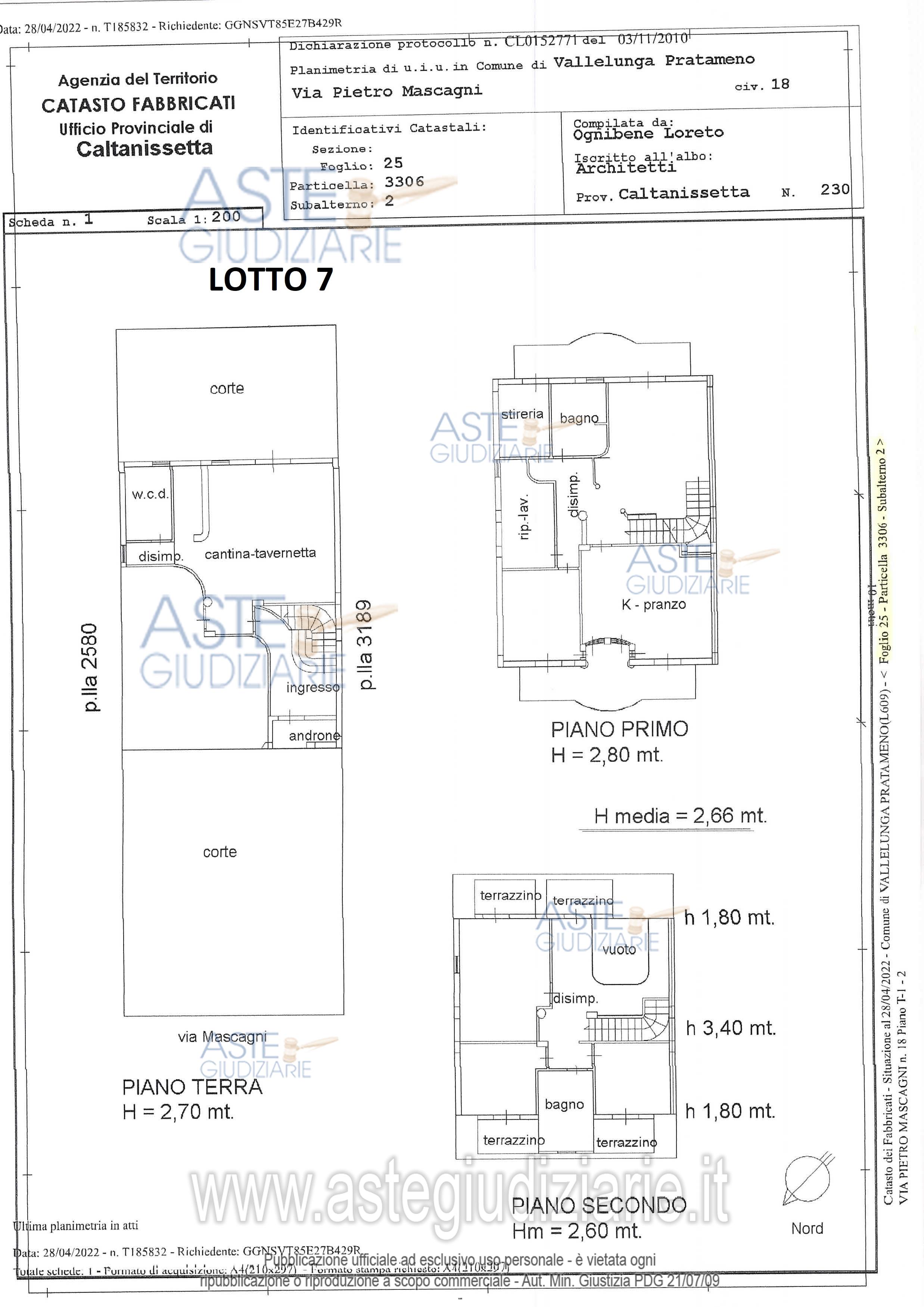 Planimetria del bene