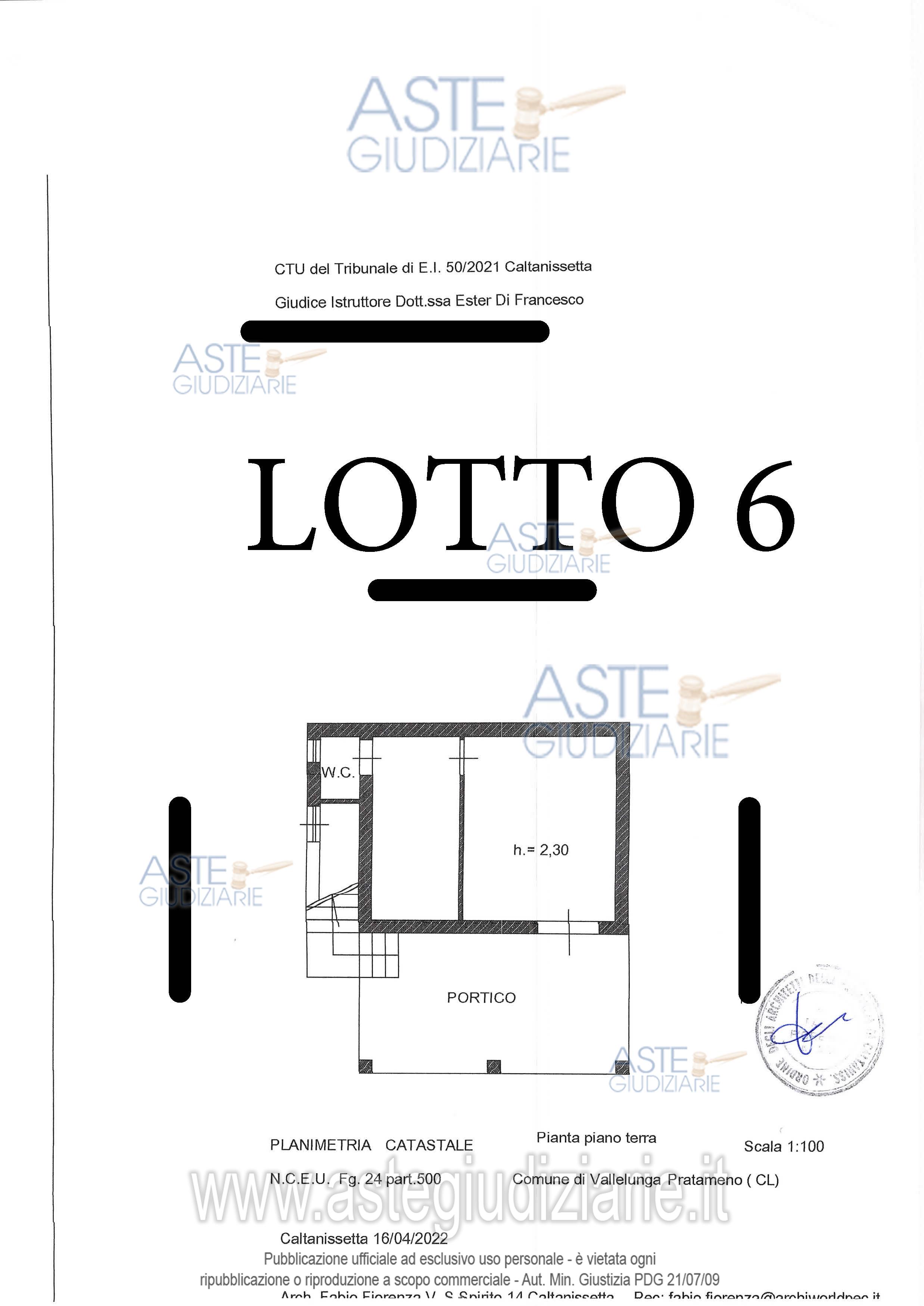 Planimetria del bene