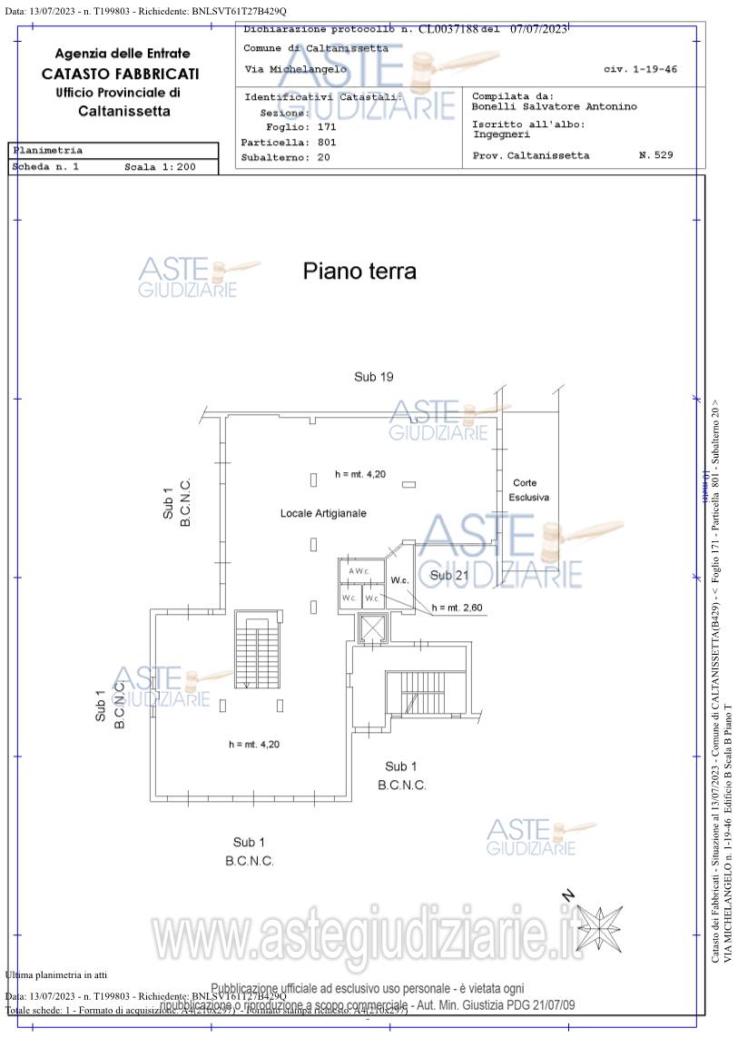 Planimetria del bene