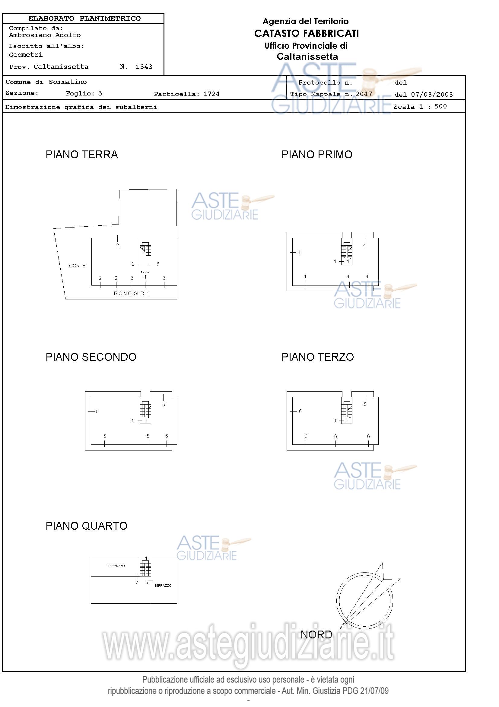 Planimetria del bene