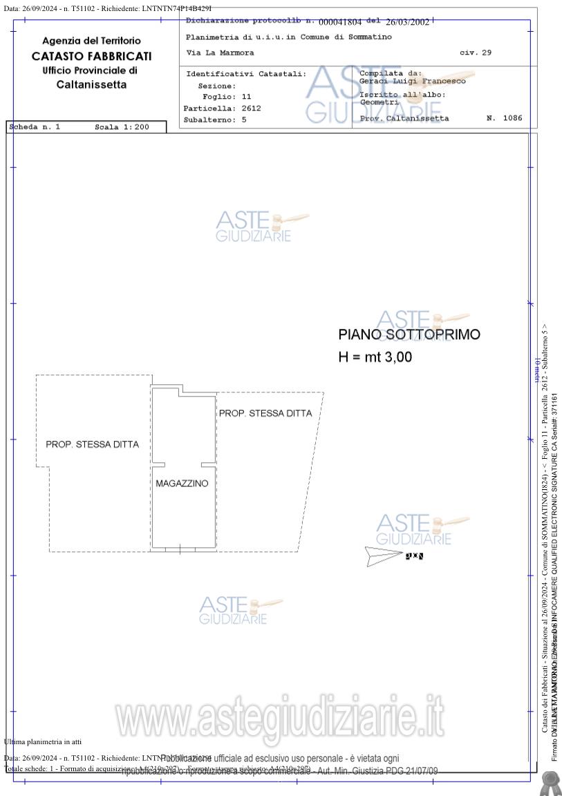 Planimetria del bene