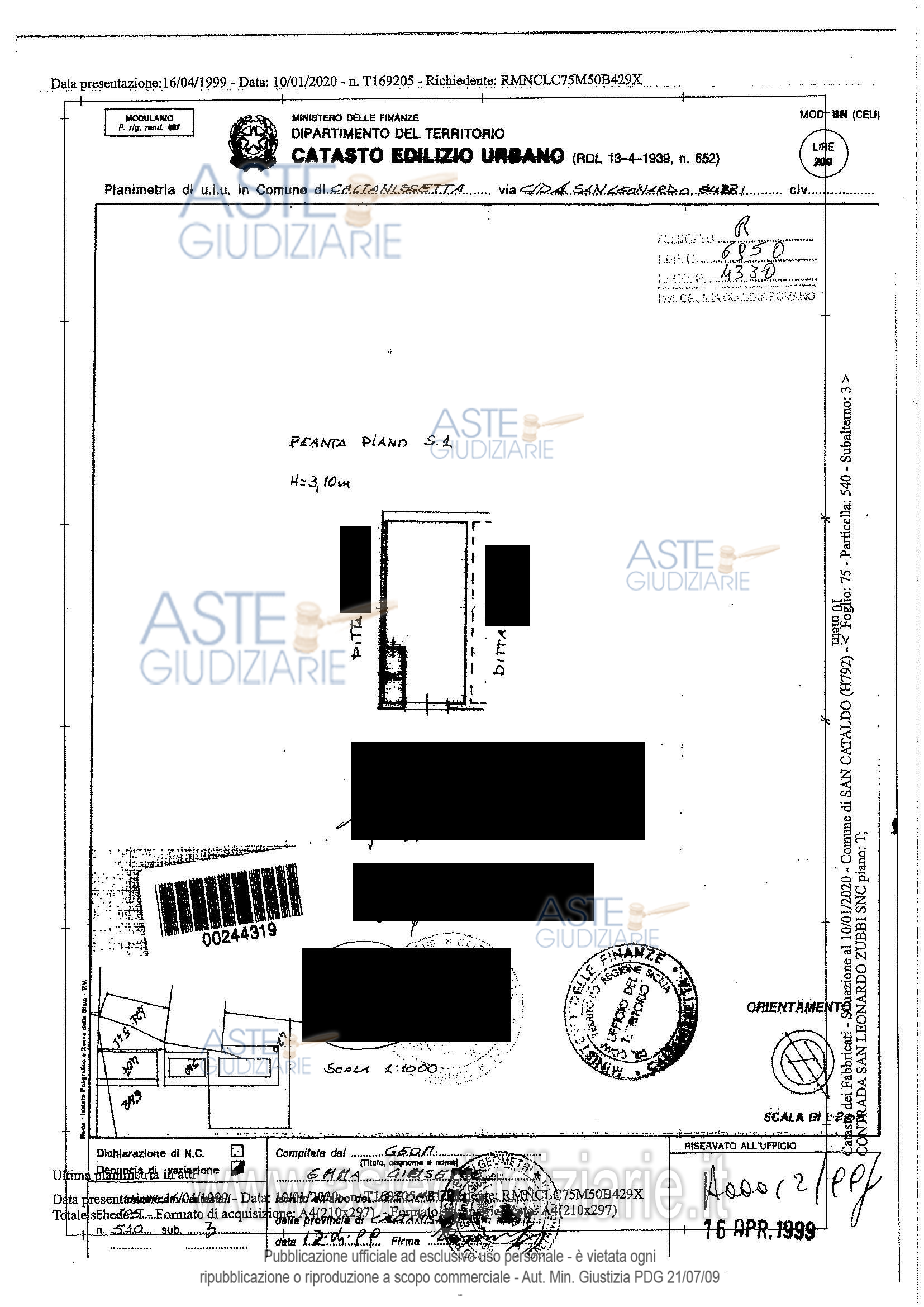 Planimetria del bene