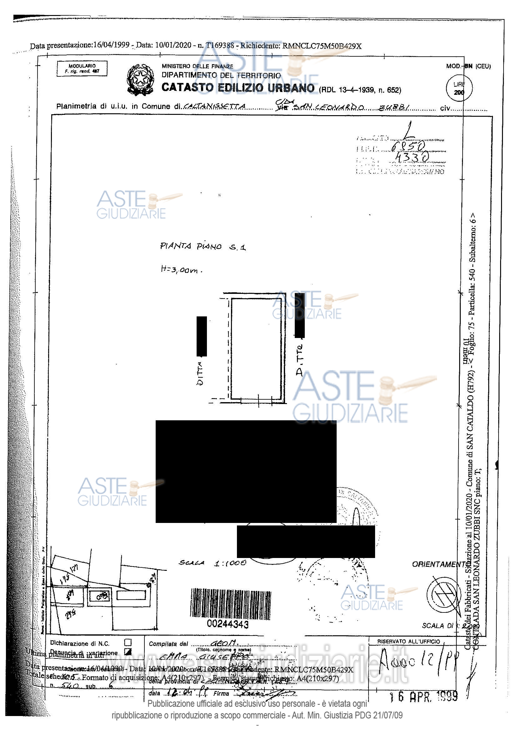 Planimetria del bene