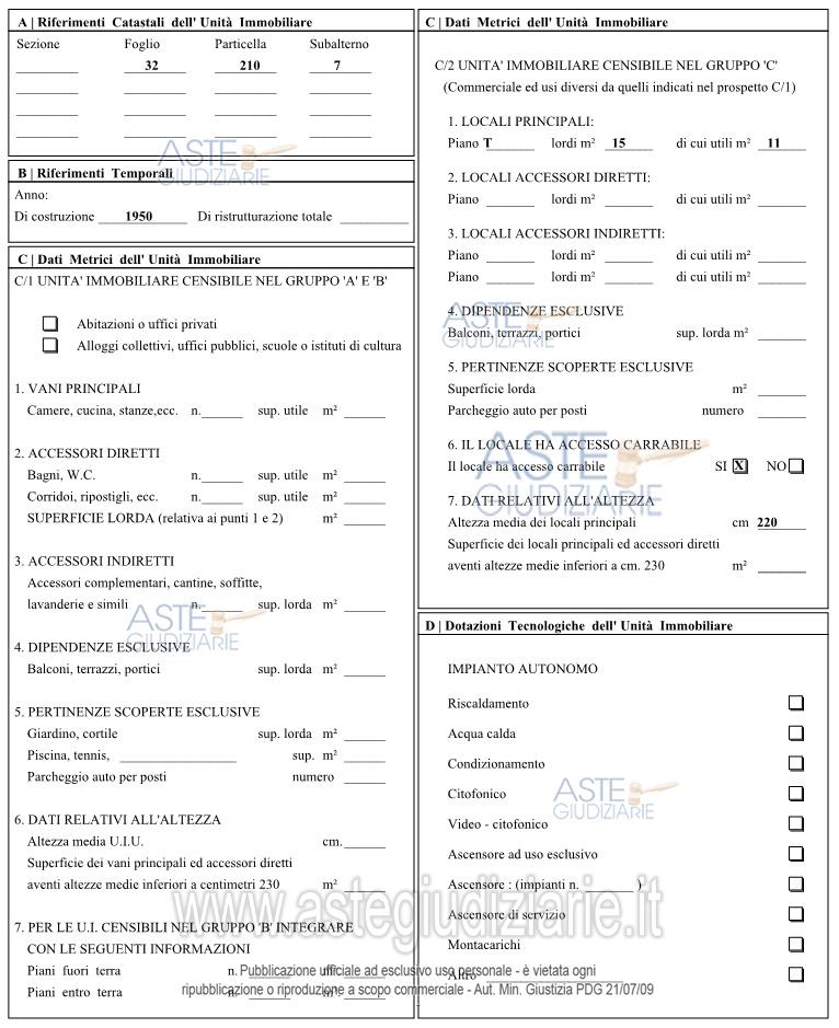 Planimetria del bene