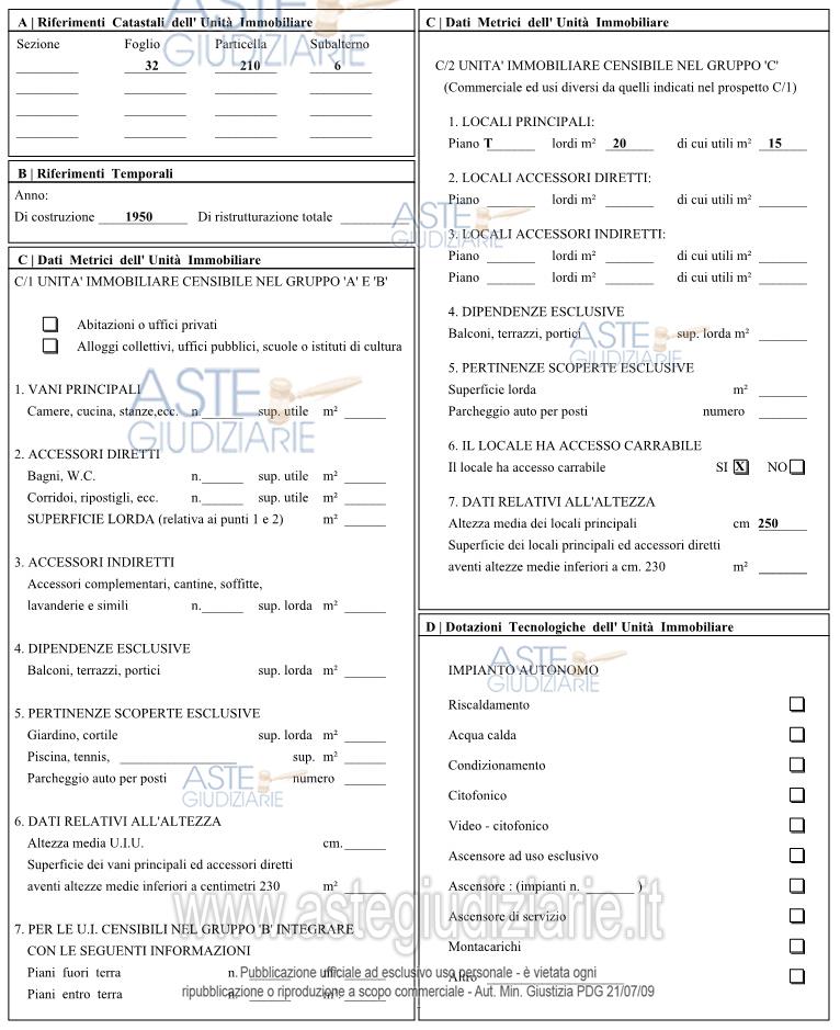 Planimetria del bene