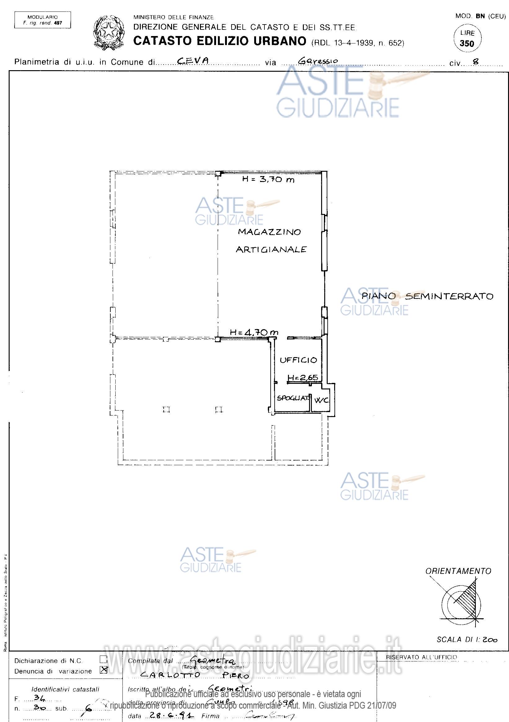 Planimetria del bene