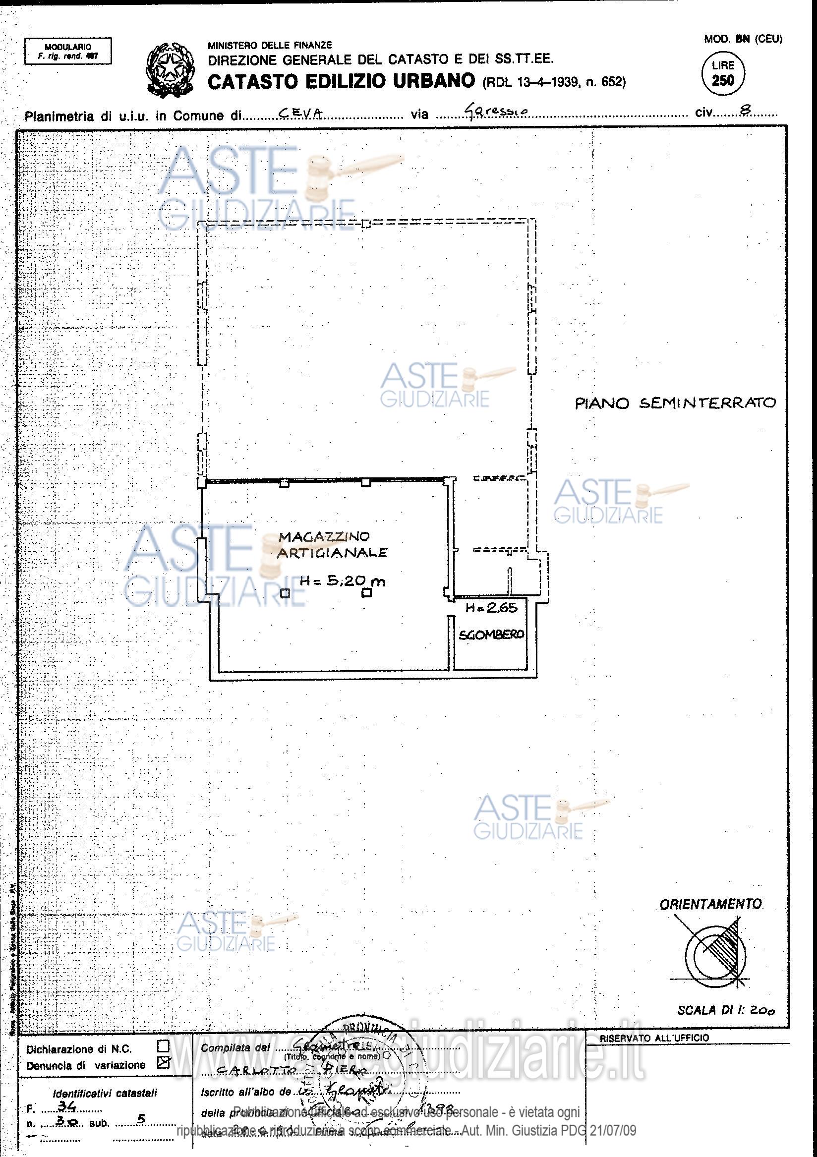 Planimetria del bene