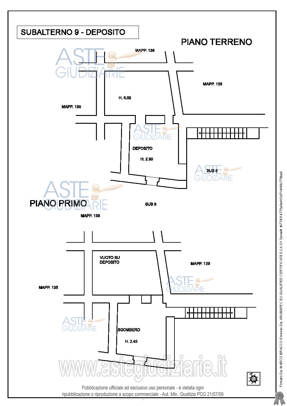Planimetria del bene