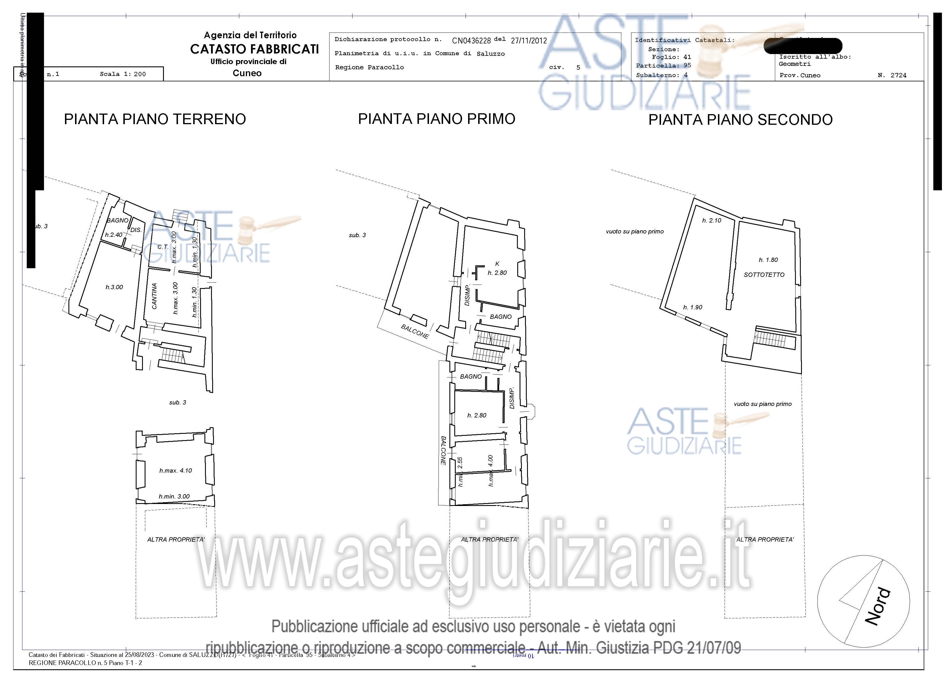 Planimetria del bene