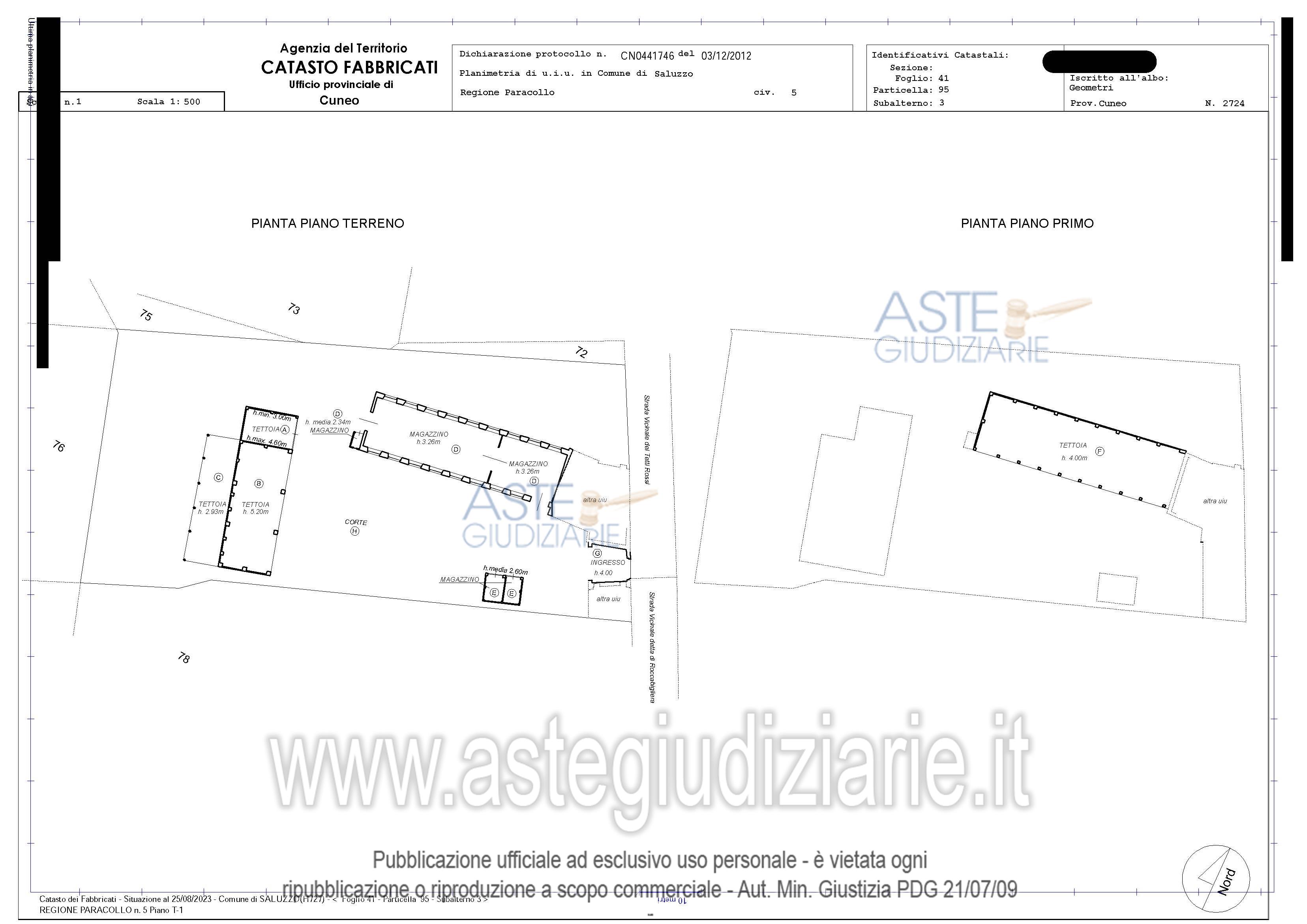 Planimetria del bene