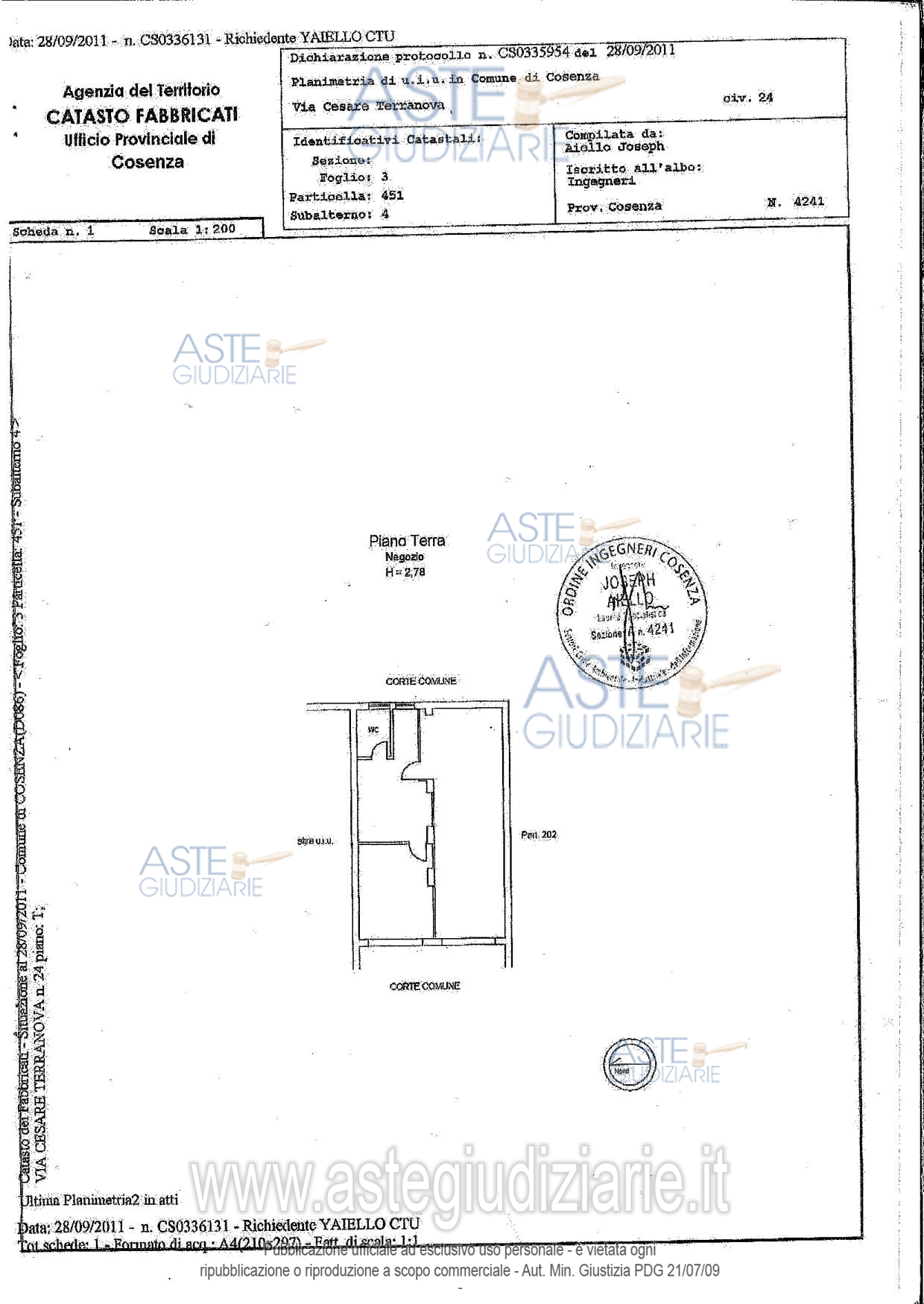 Planimetria del bene