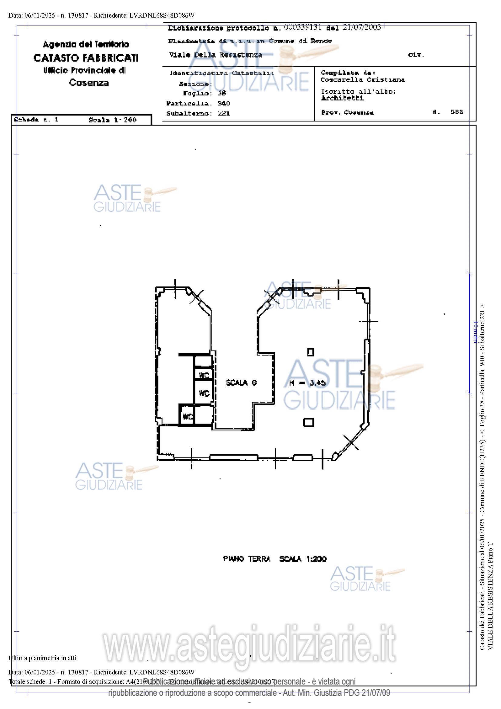 Planimetria del bene