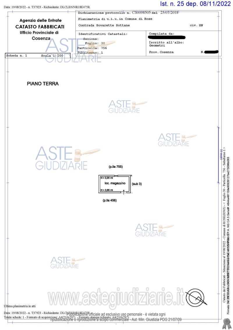 Planimetria del bene