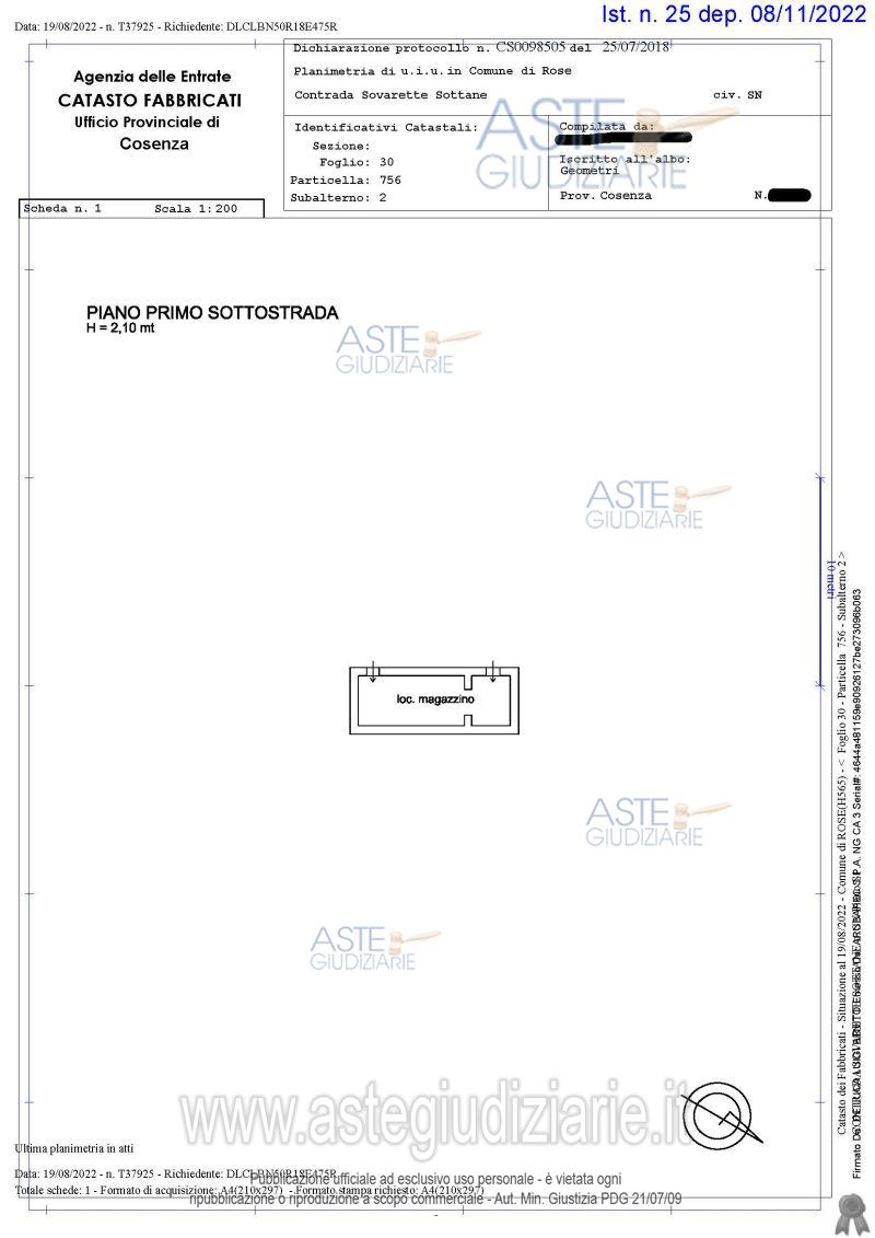 Planimetria del bene