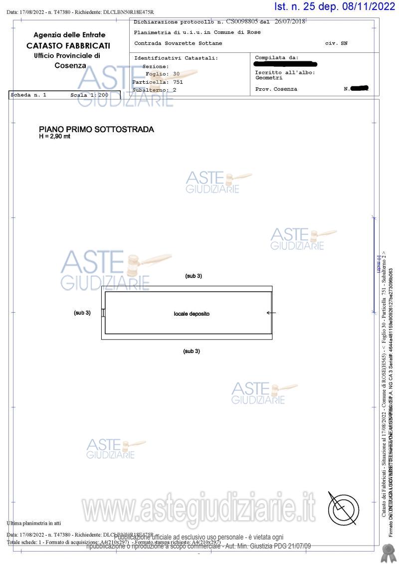 Planimetria del bene