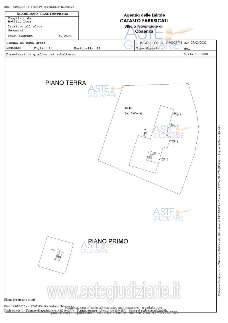 Planimetria del bene