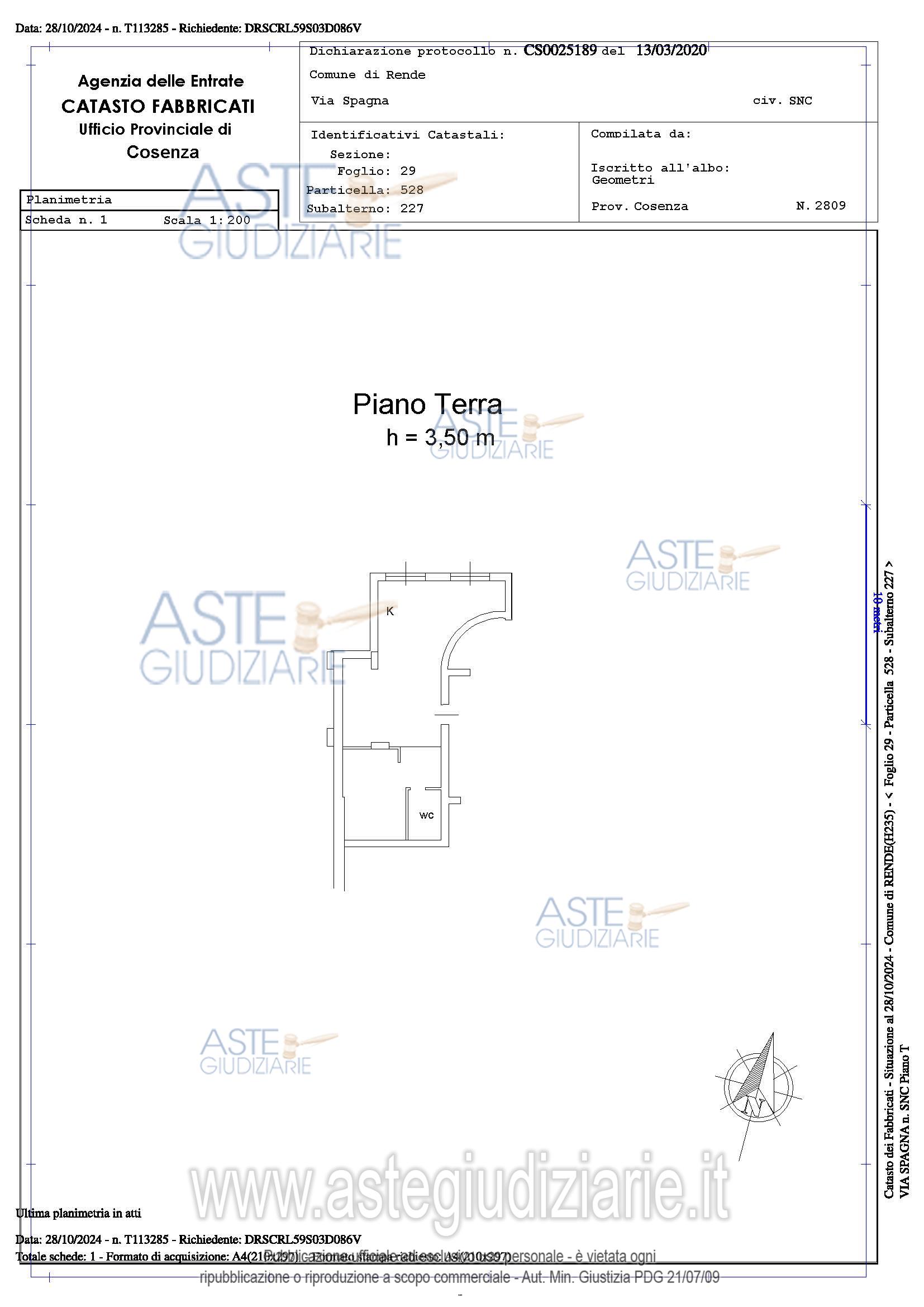 Planimetria del bene