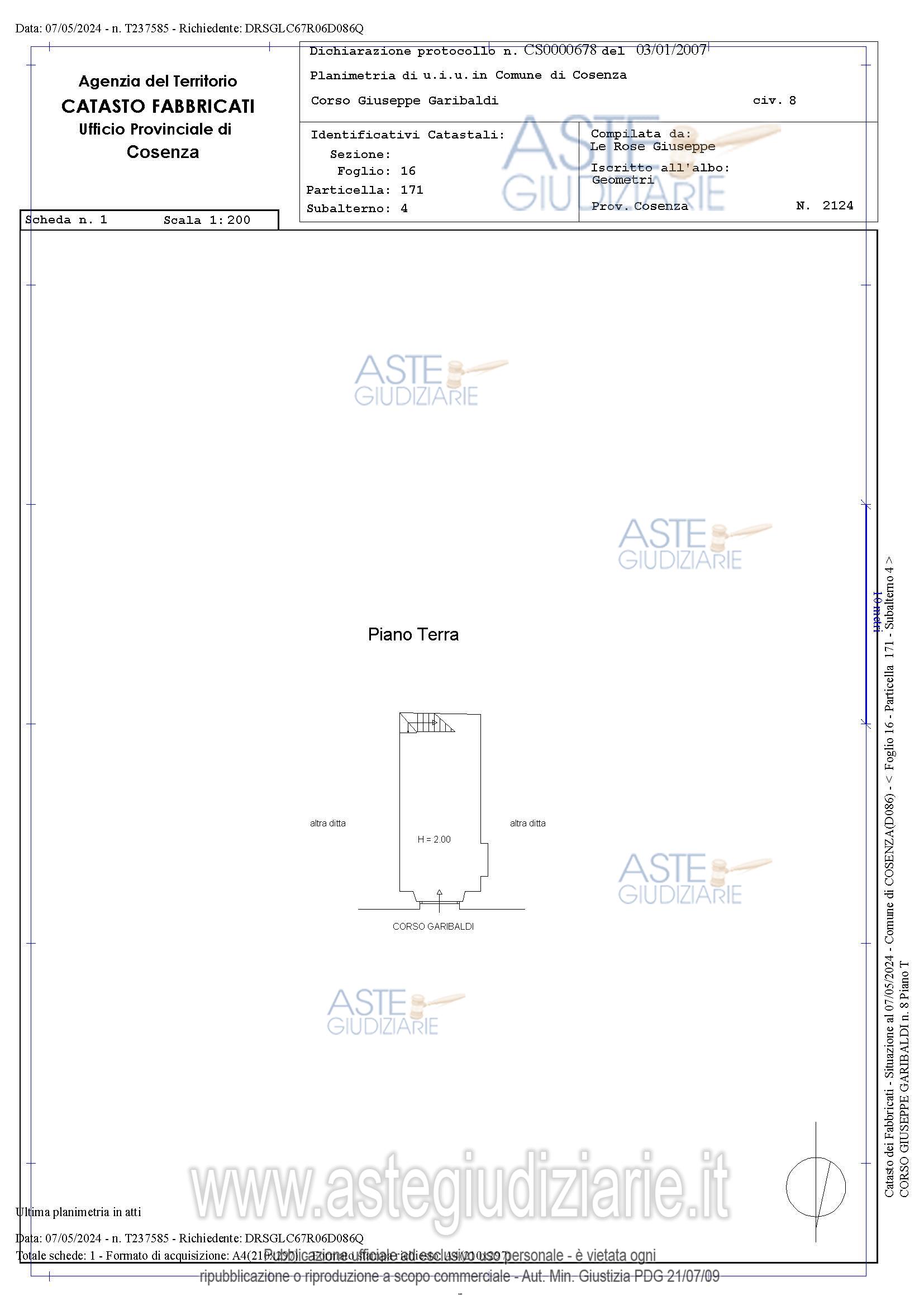 Planimetria del bene