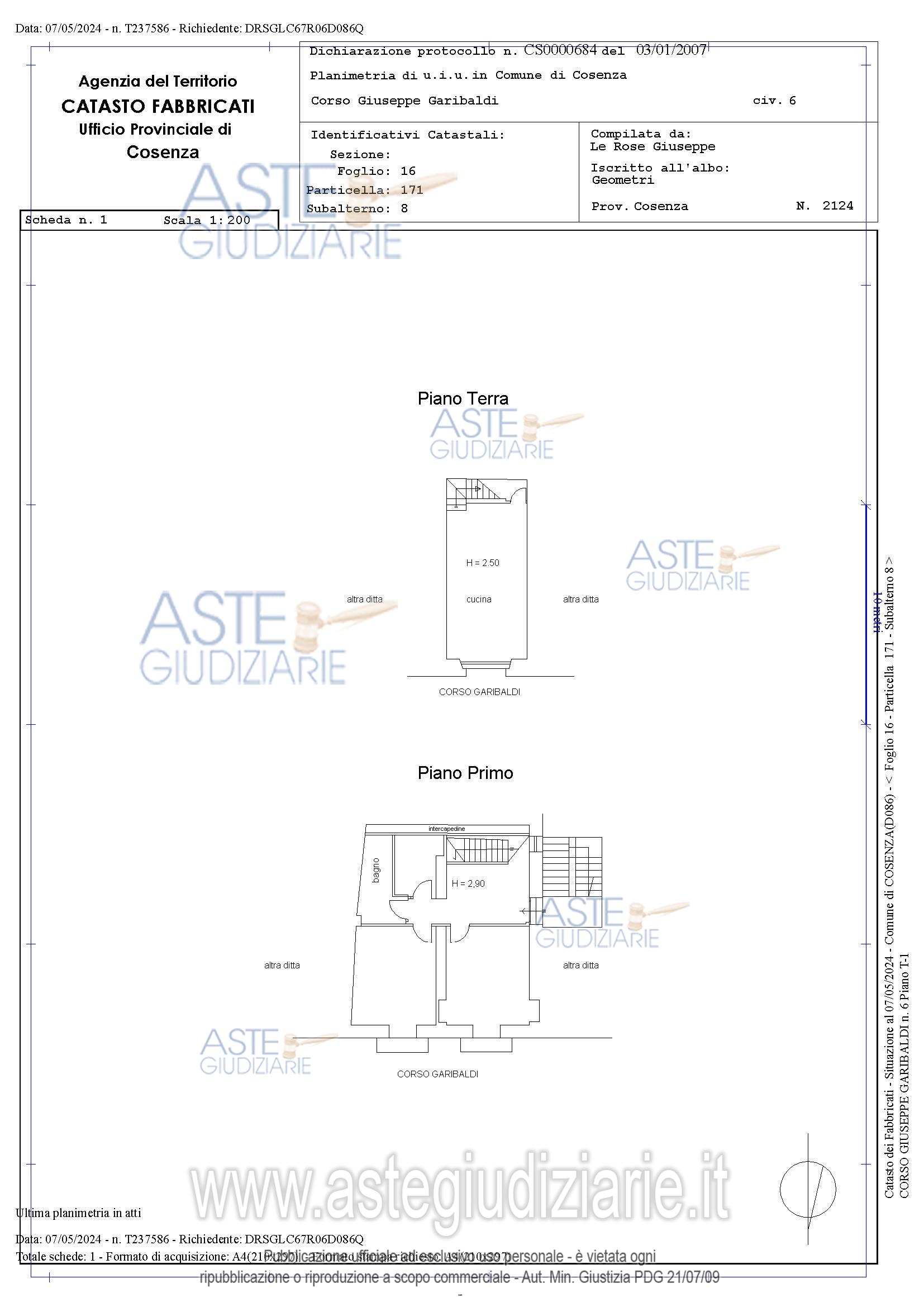 Planimetria del bene