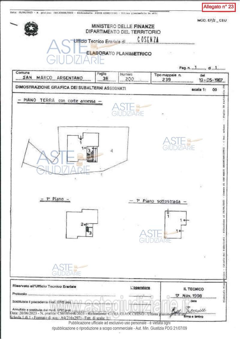 Planimetria del bene