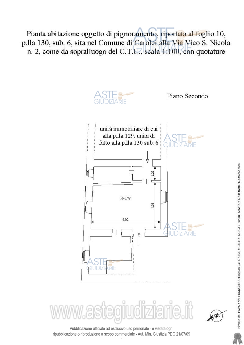 Planimetria del bene