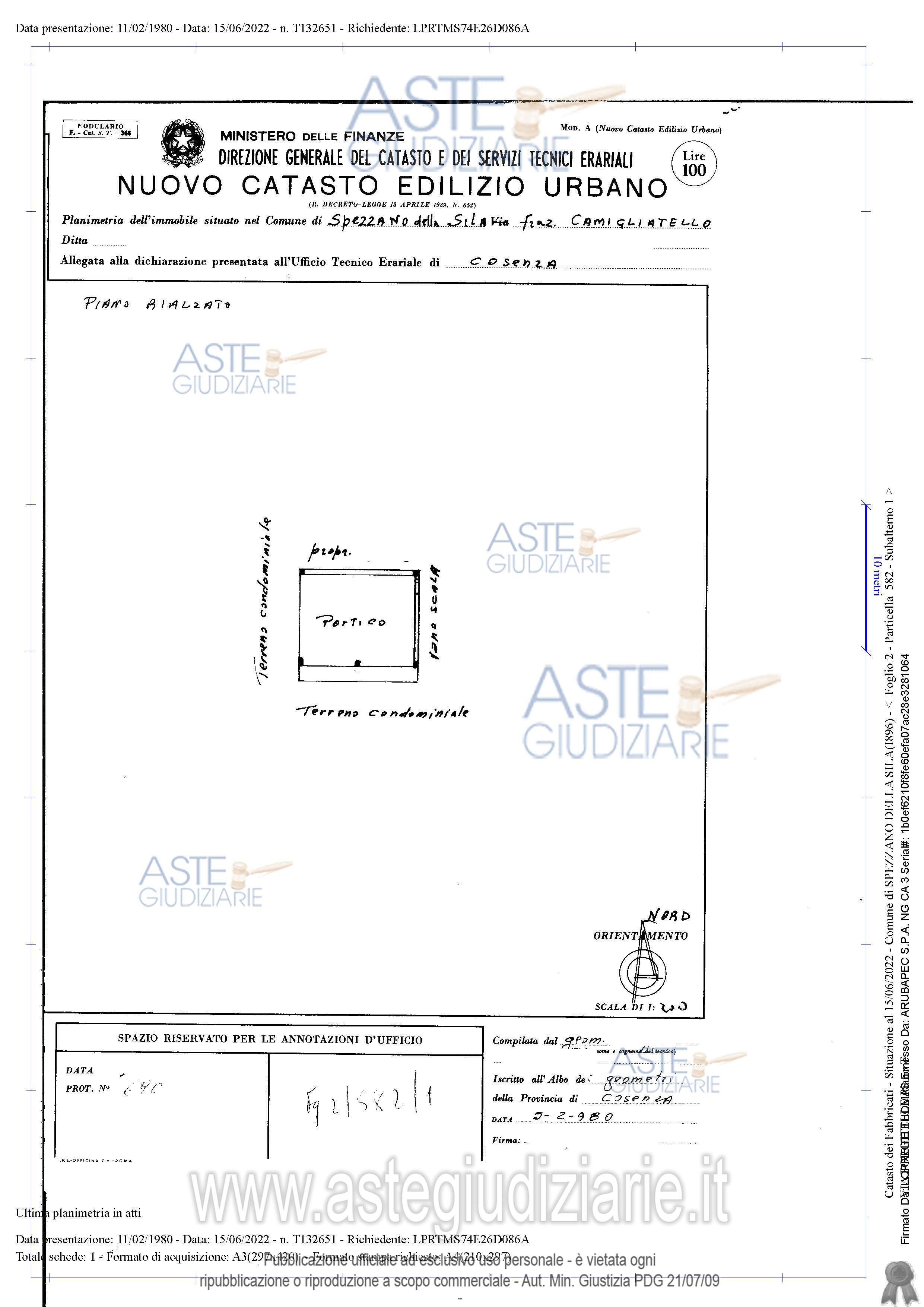Planimetria del bene