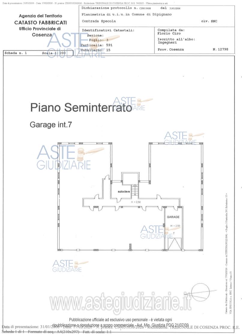 Planimetria del bene