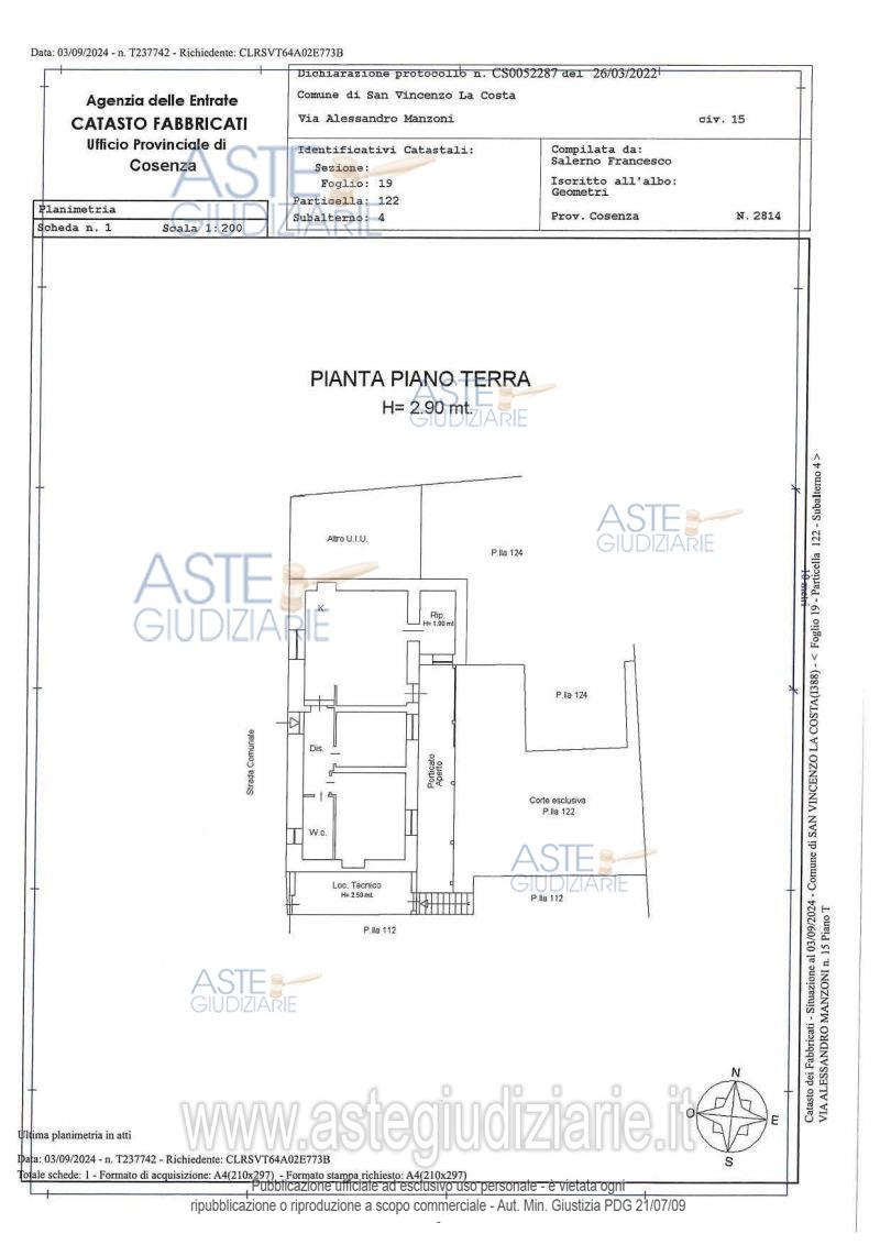 Planimetria del bene