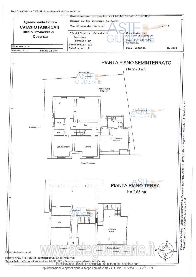 Planimetria del bene