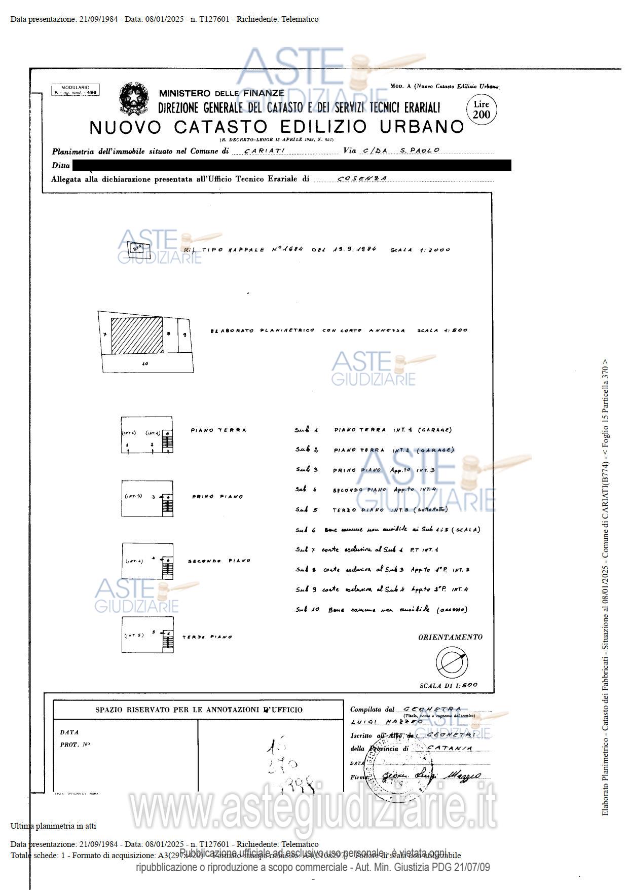 Planimetria del bene