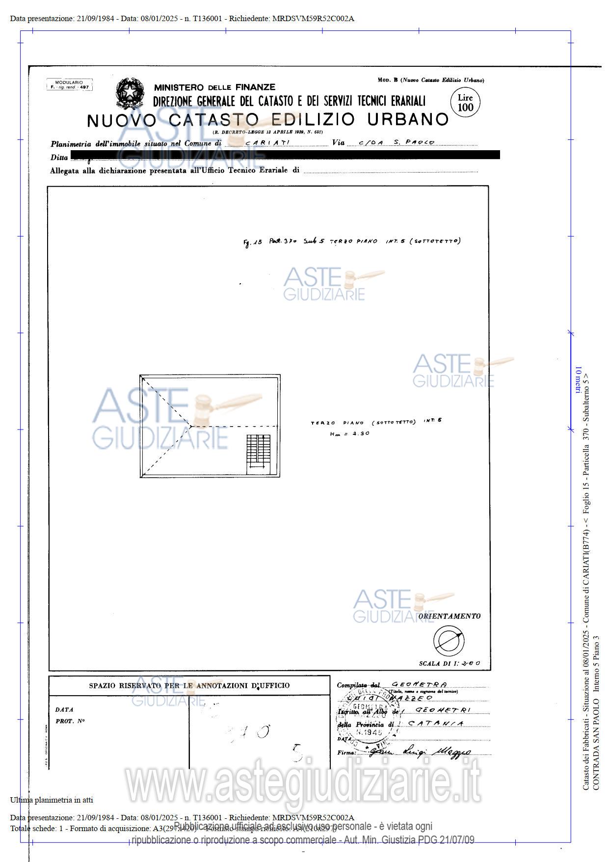 Planimetria del bene