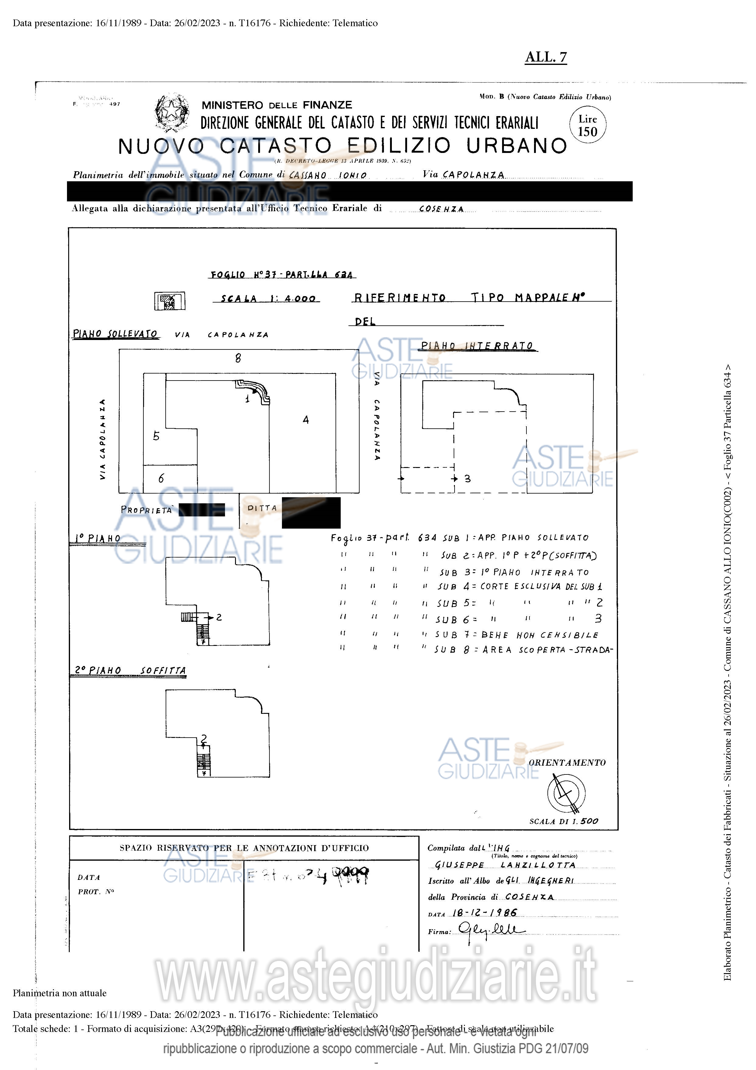 Planimetria del bene