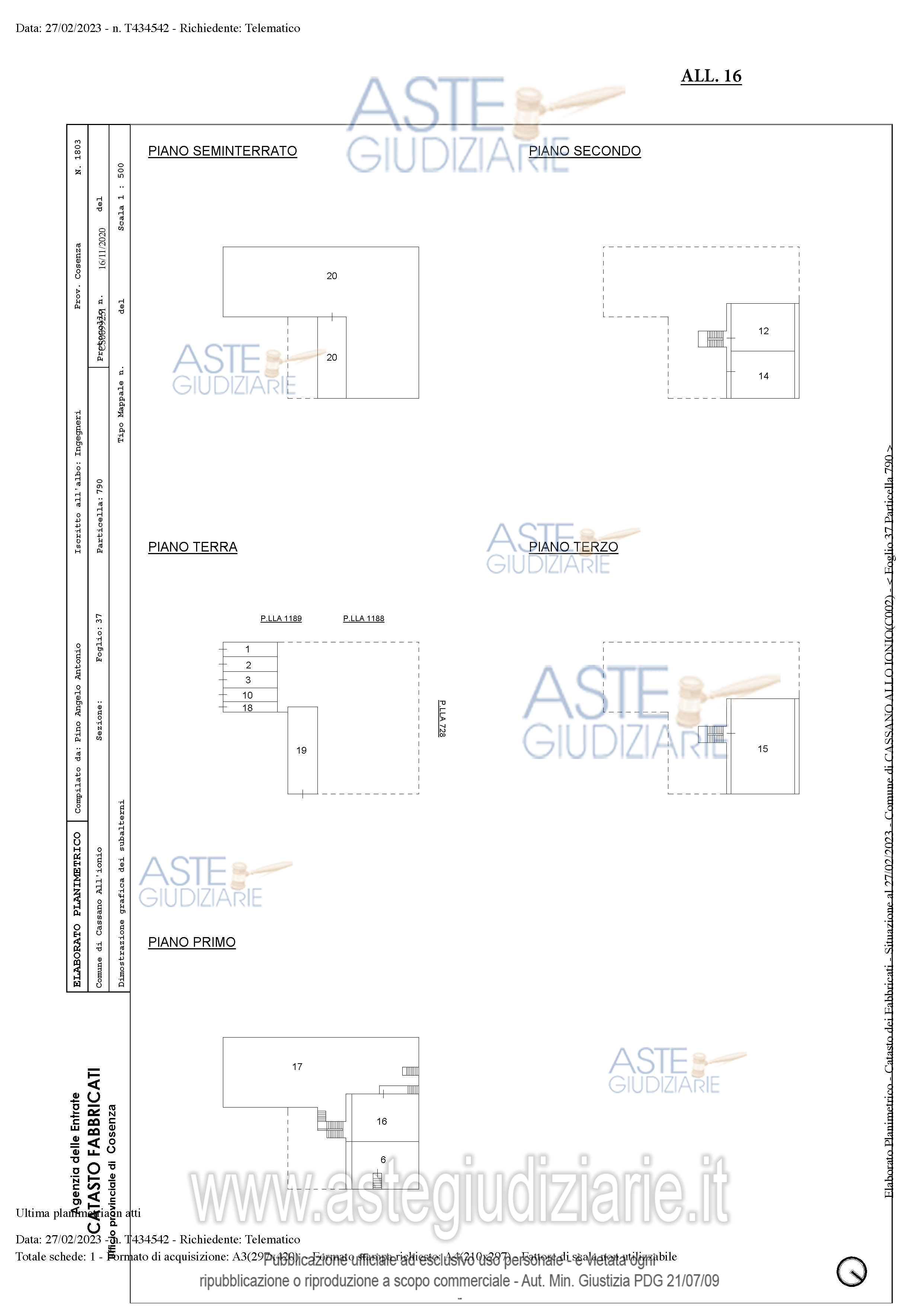 Planimetria del bene