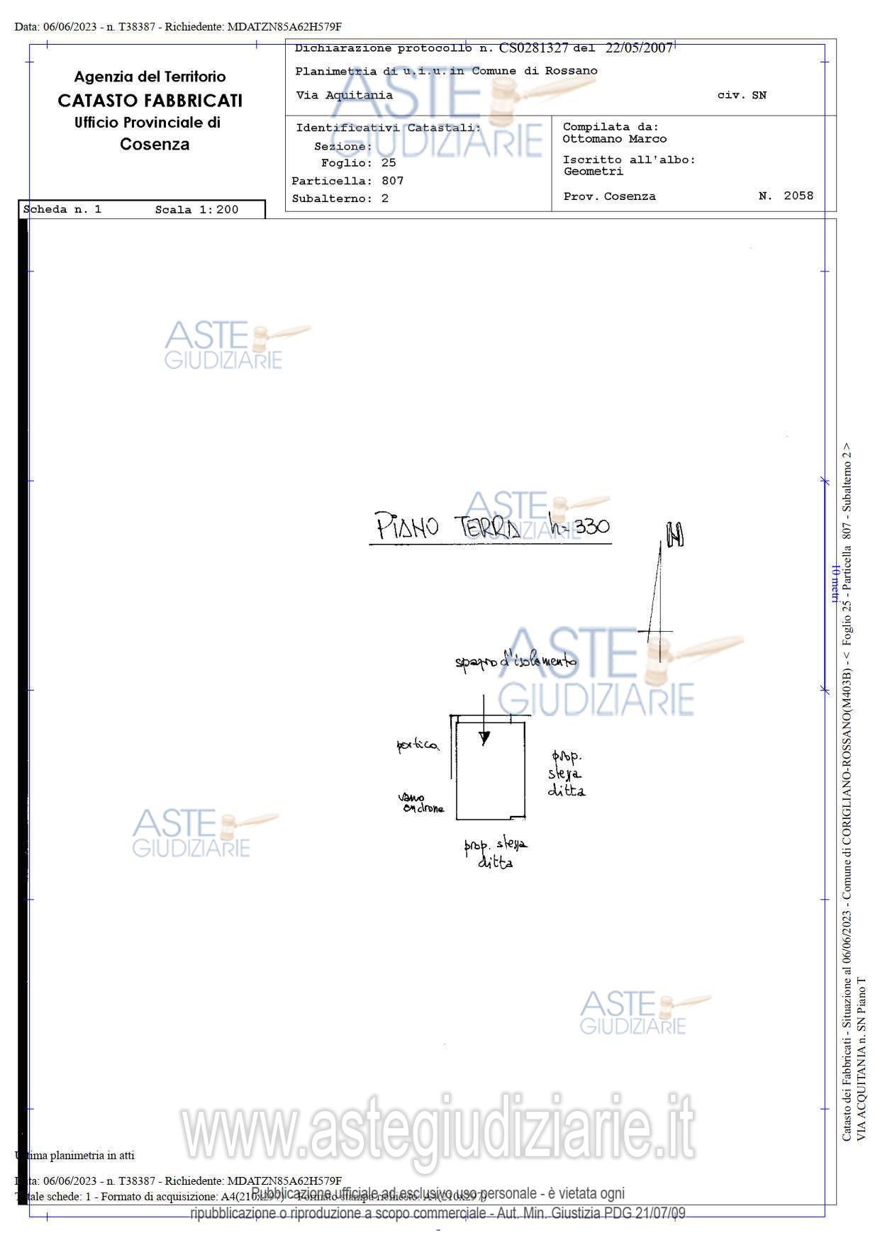 Planimetria del bene