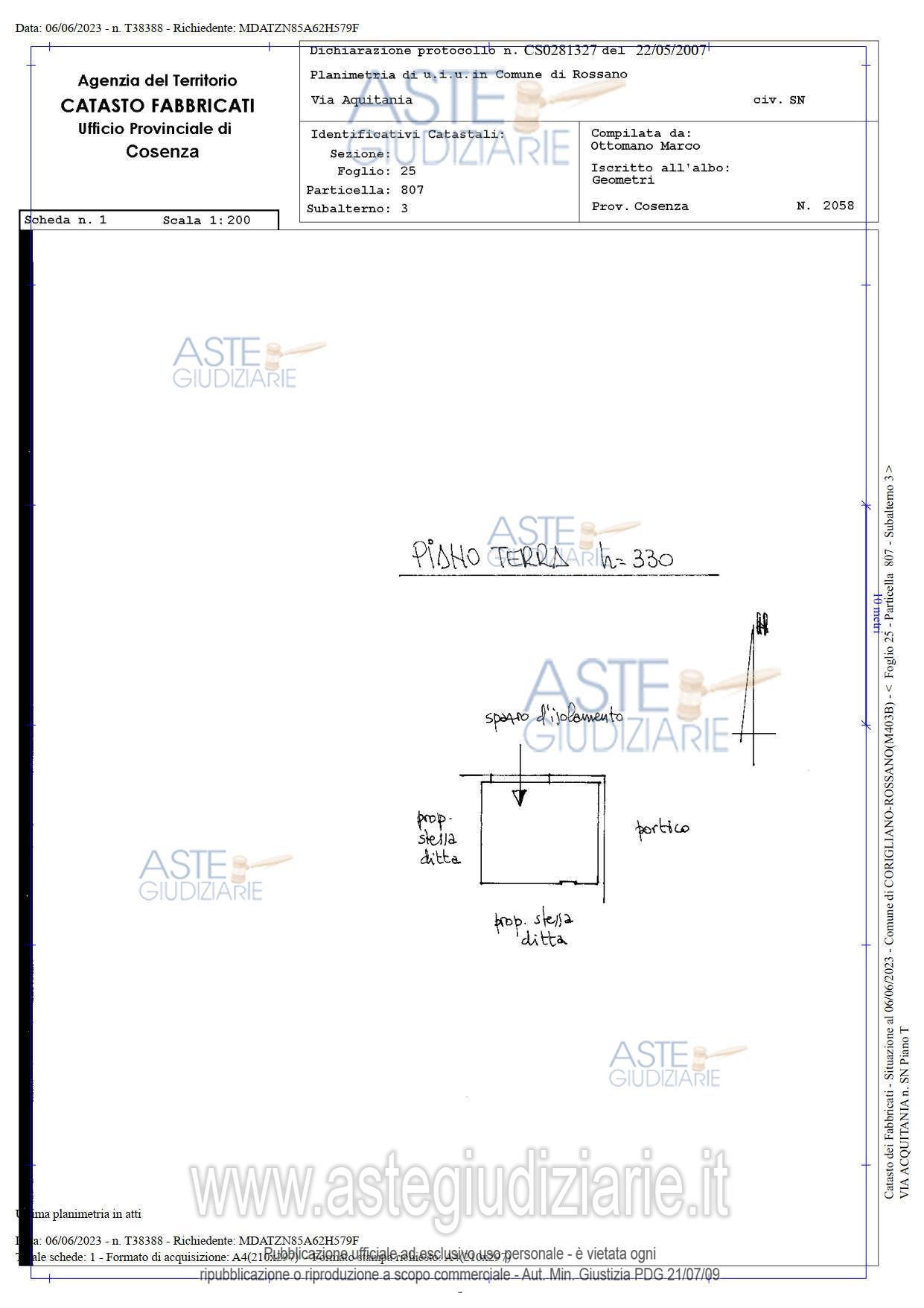 Planimetria del bene