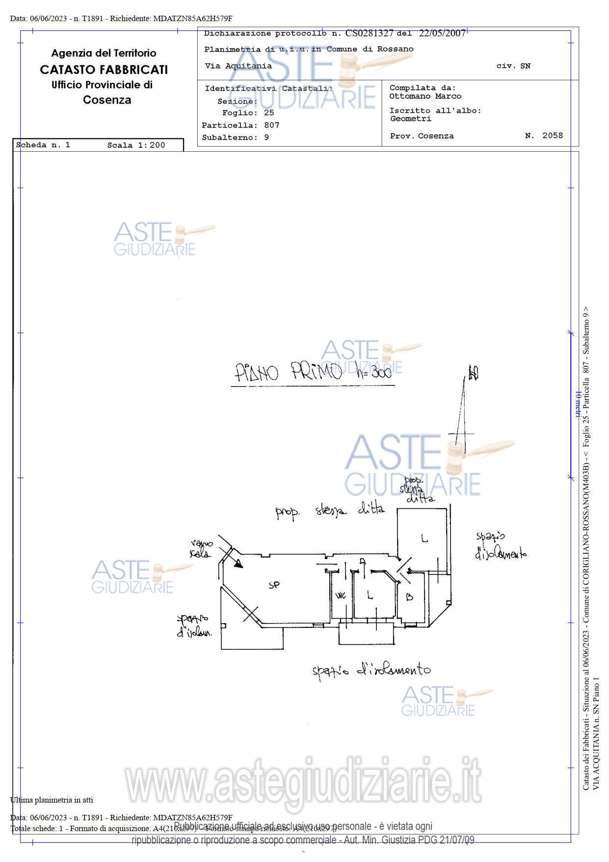 Planimetria del bene