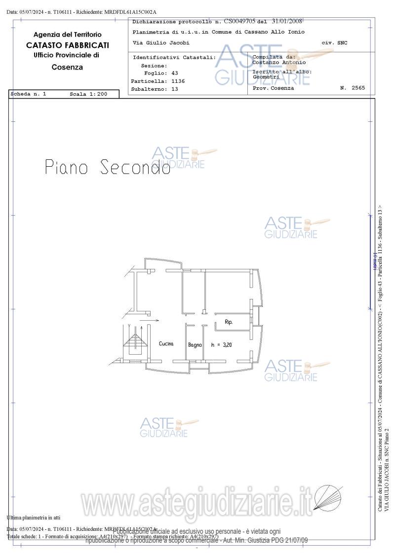 Planimetria del bene