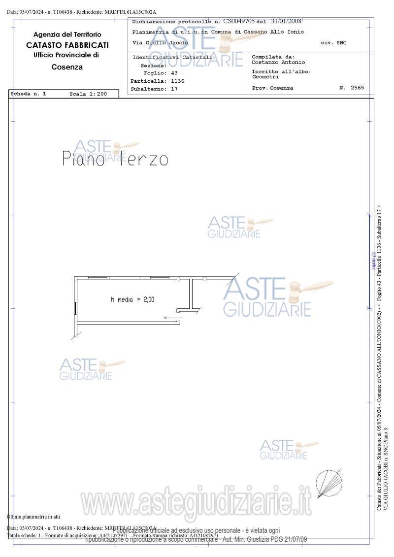 Planimetria del bene