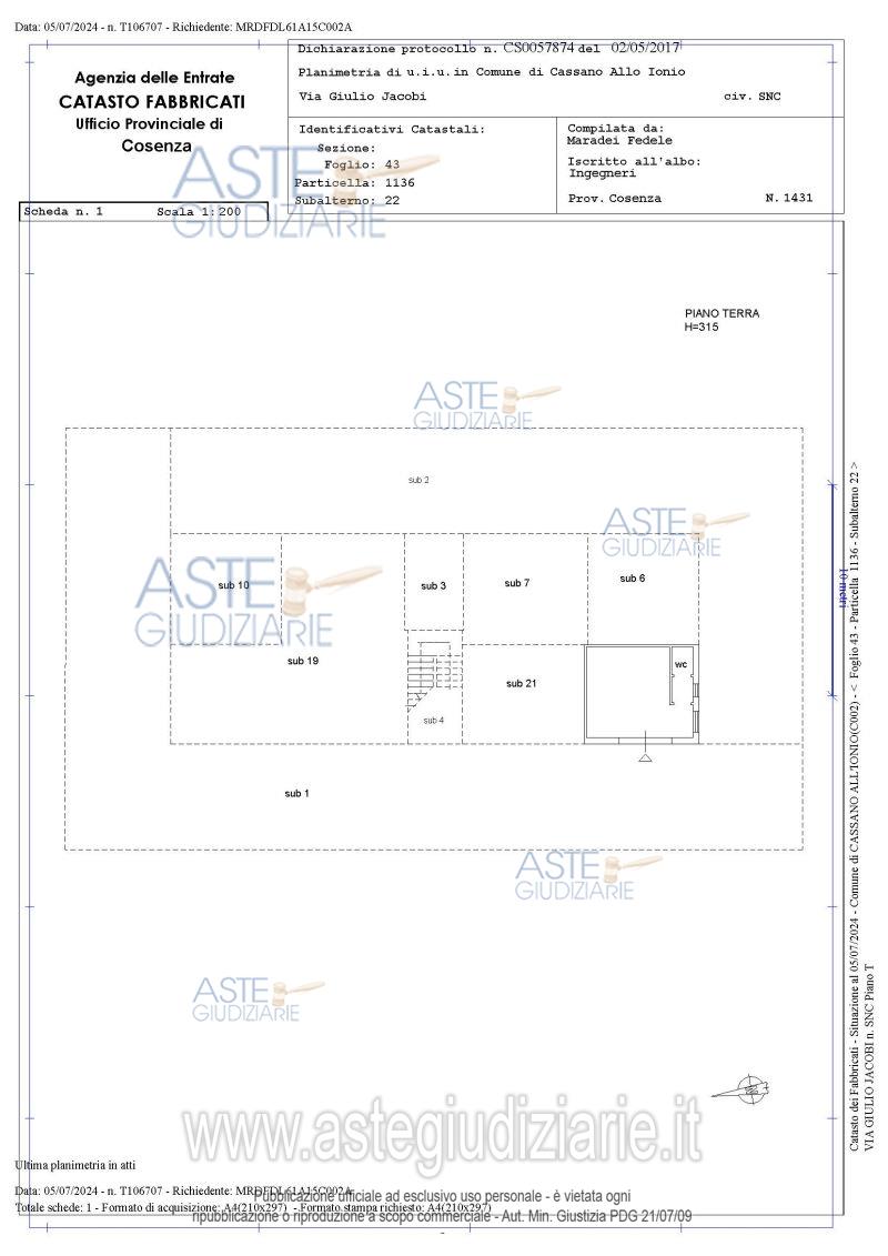 Planimetria del bene