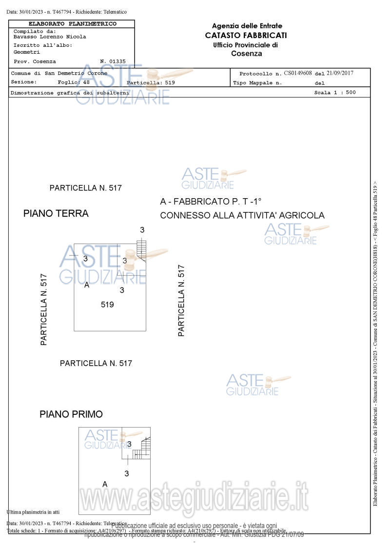 Planimetria del bene