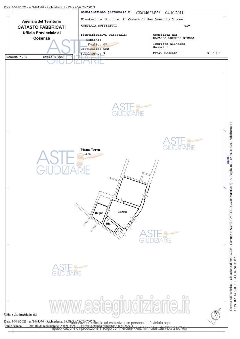 Planimetria del bene
