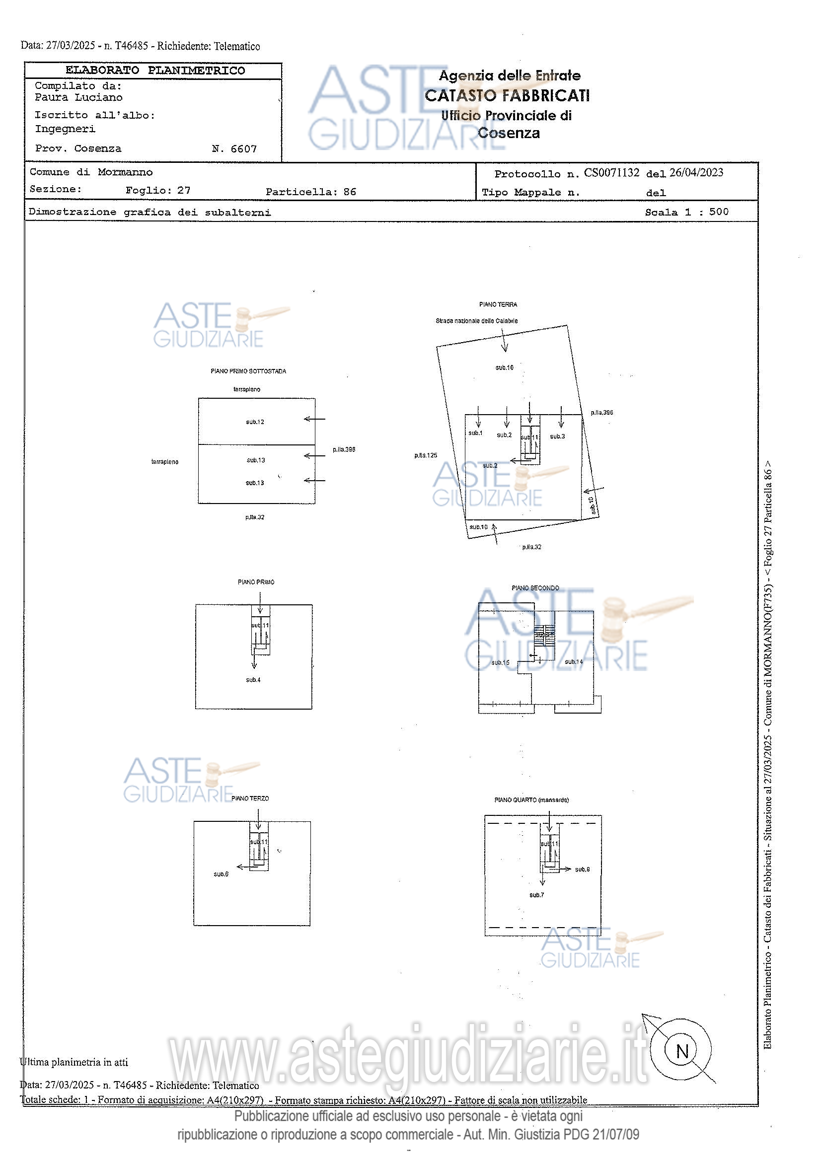 Planimetria del bene