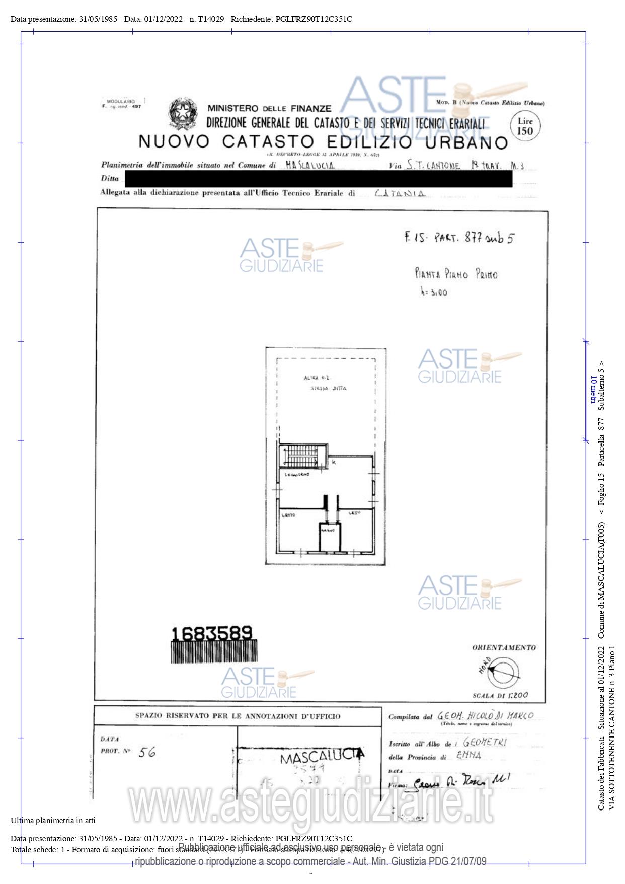Planimetria del bene
