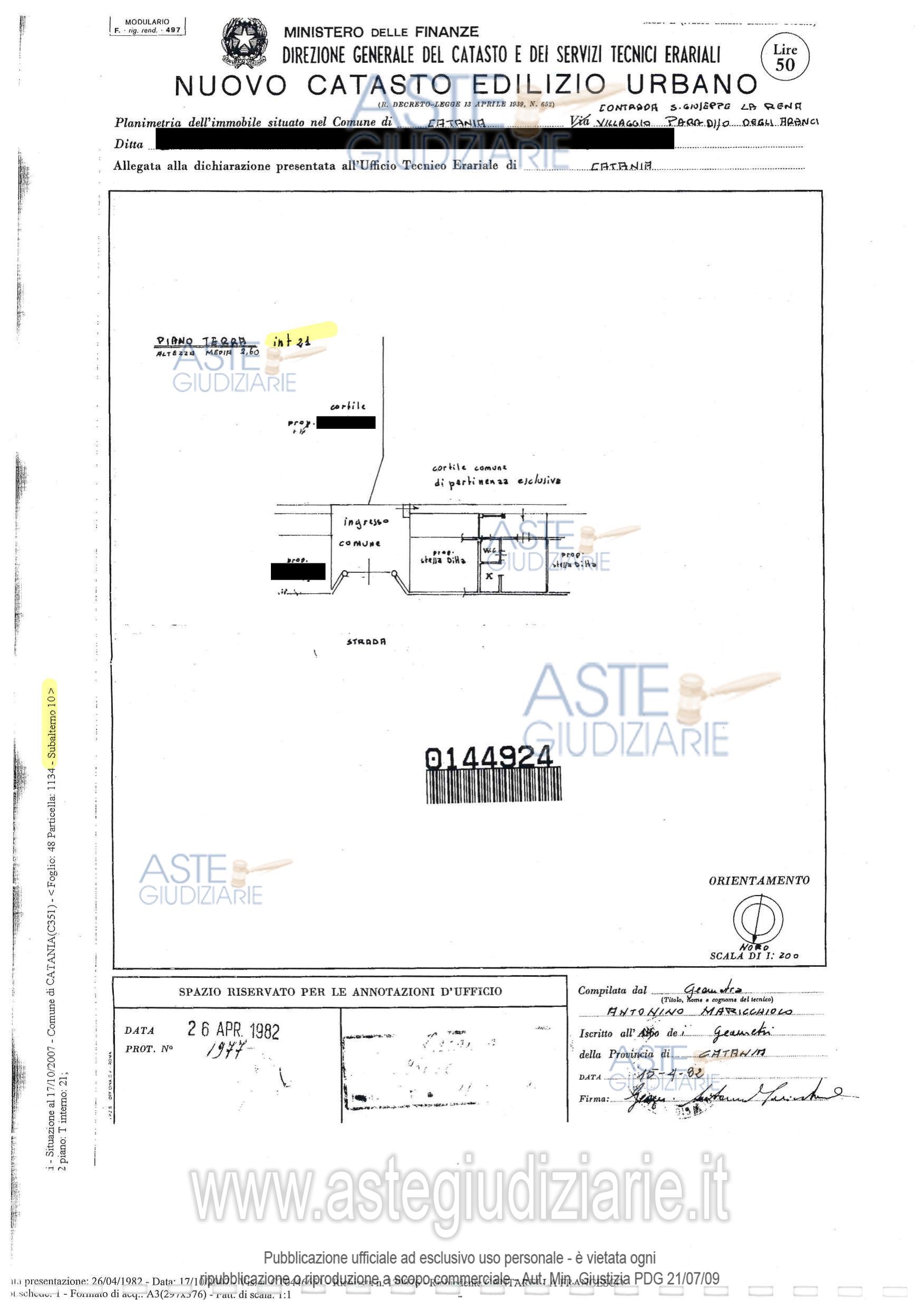 Planimetria del bene