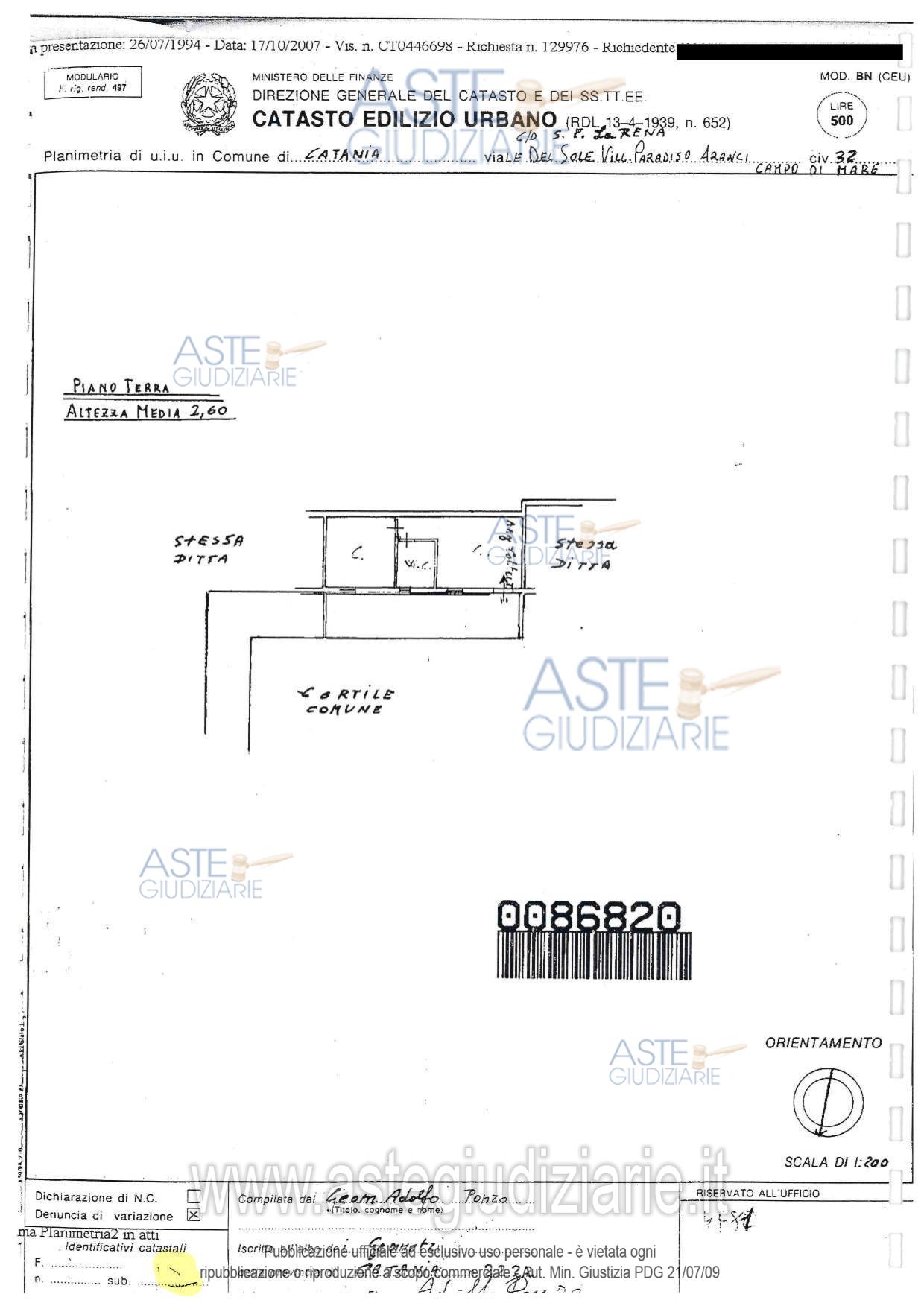 Planimetria del bene